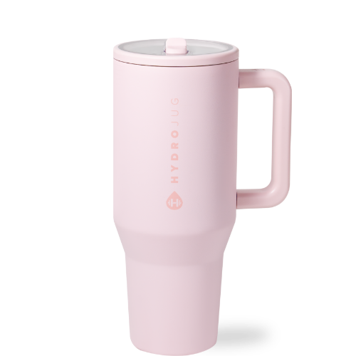 HYDROJUG - light pink Traveler 32 oz with a side handle and flip up straw