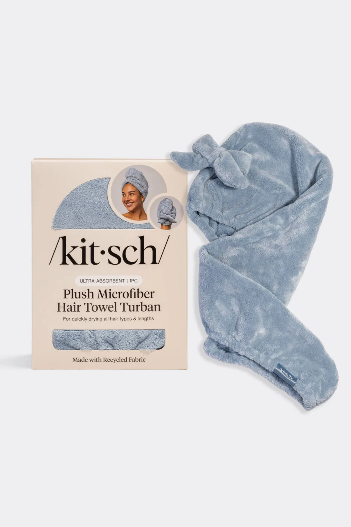 KITSCH - Plush Microfiber Hair Towel Turban with Bow 