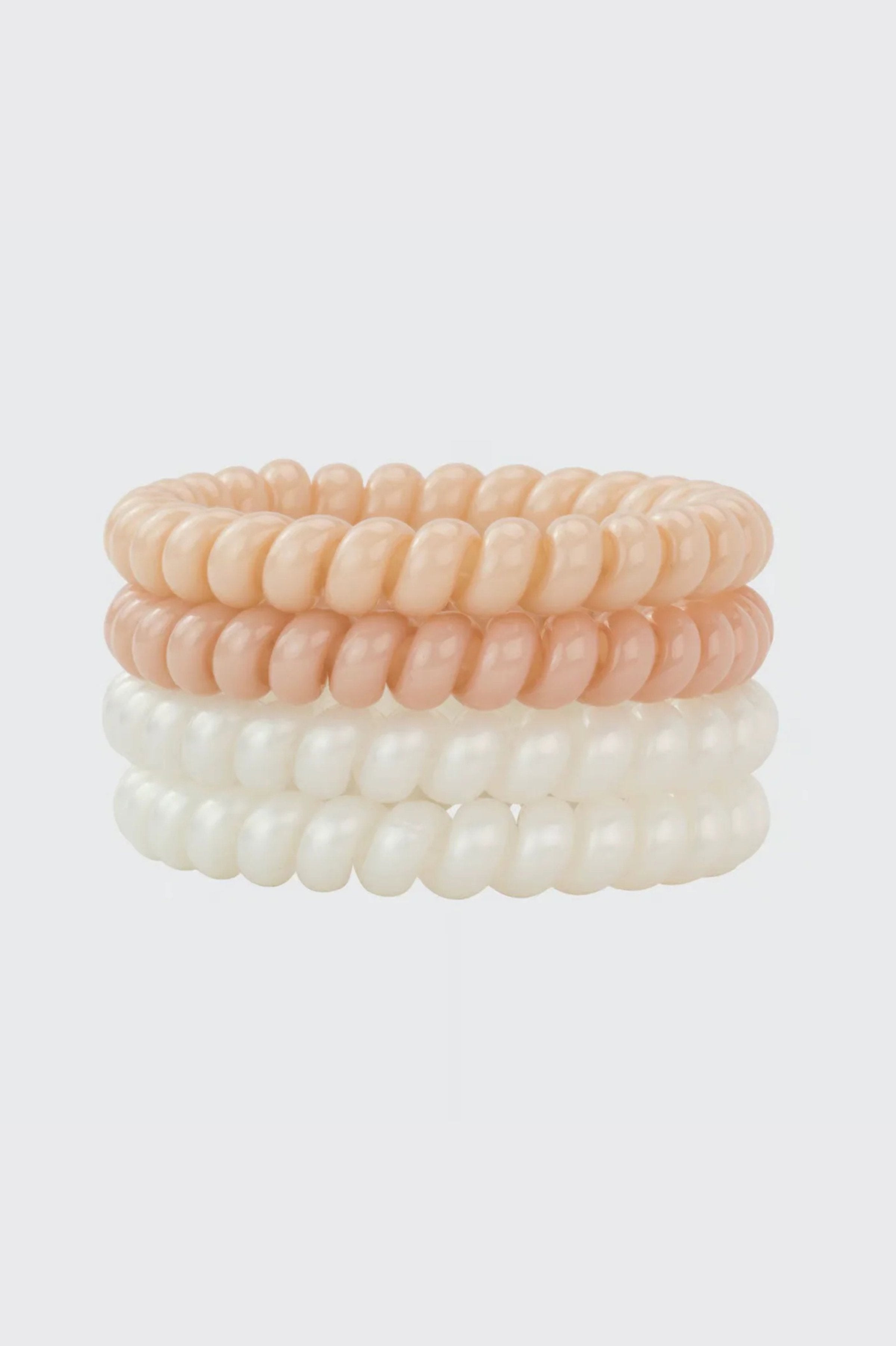 KITSCH -Spiral Hair Ties 4 Pc - Large Nude