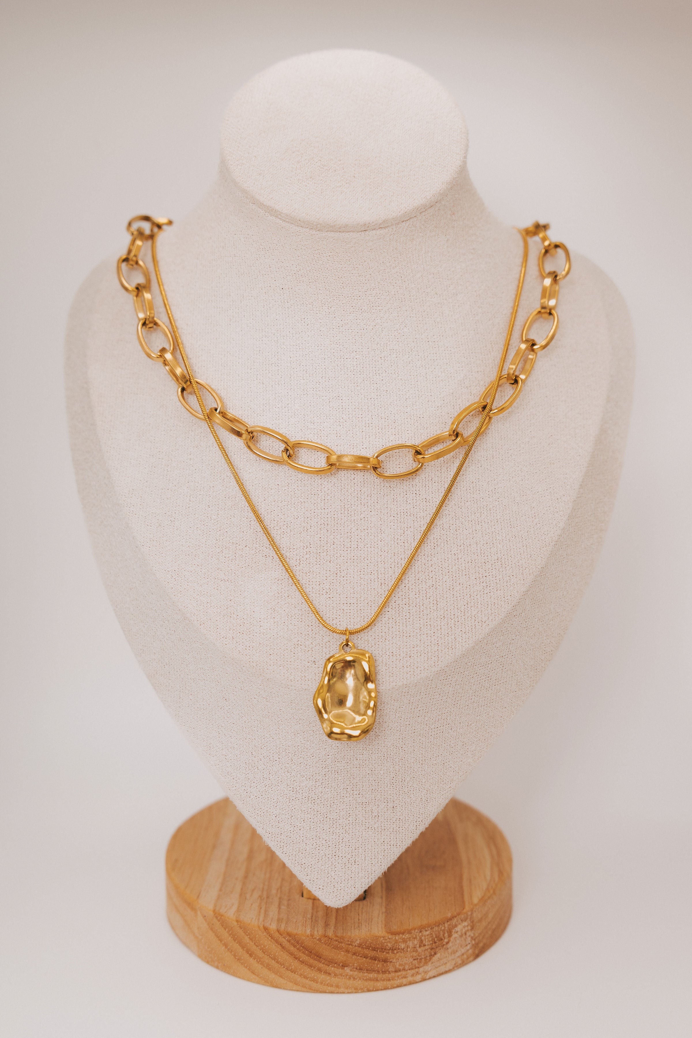 layered necklace with pendant