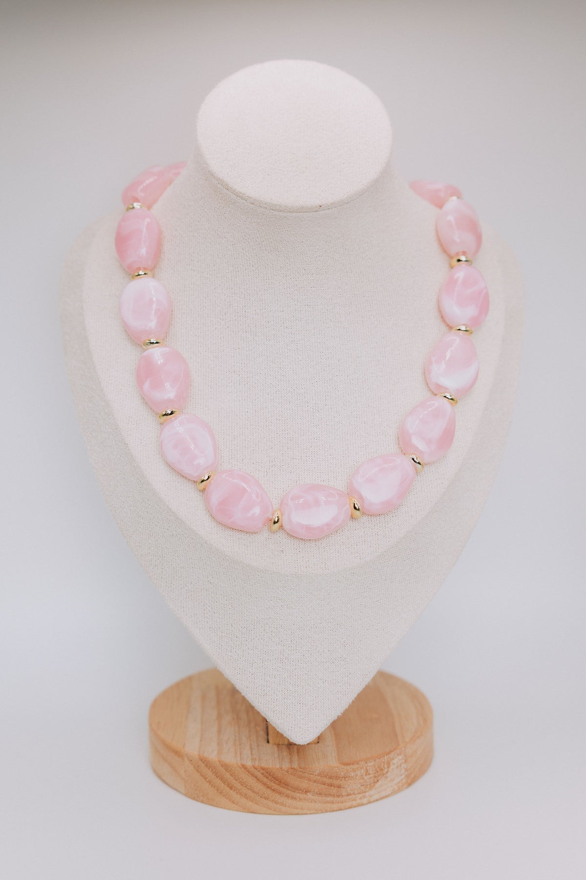 light pink gemstone necklace