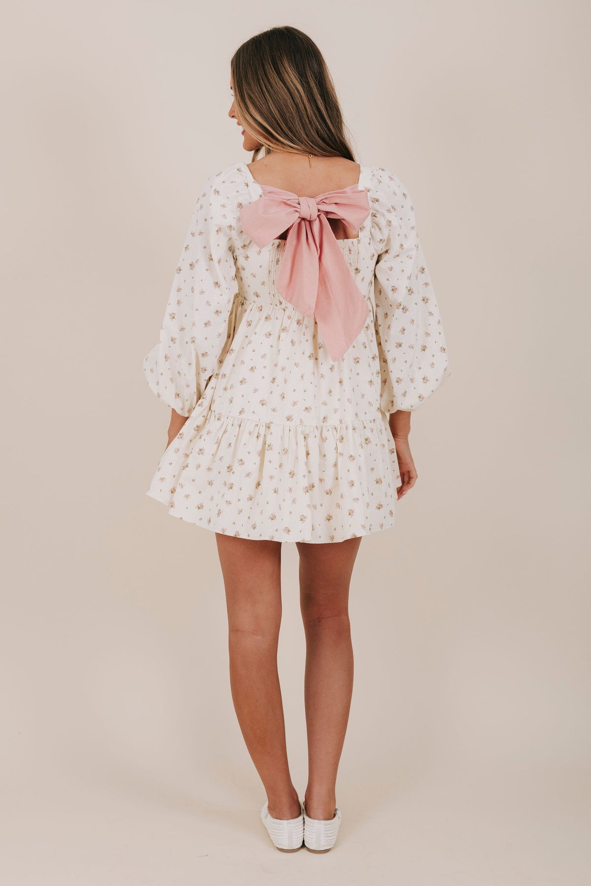 mini dusty pink floral dress back