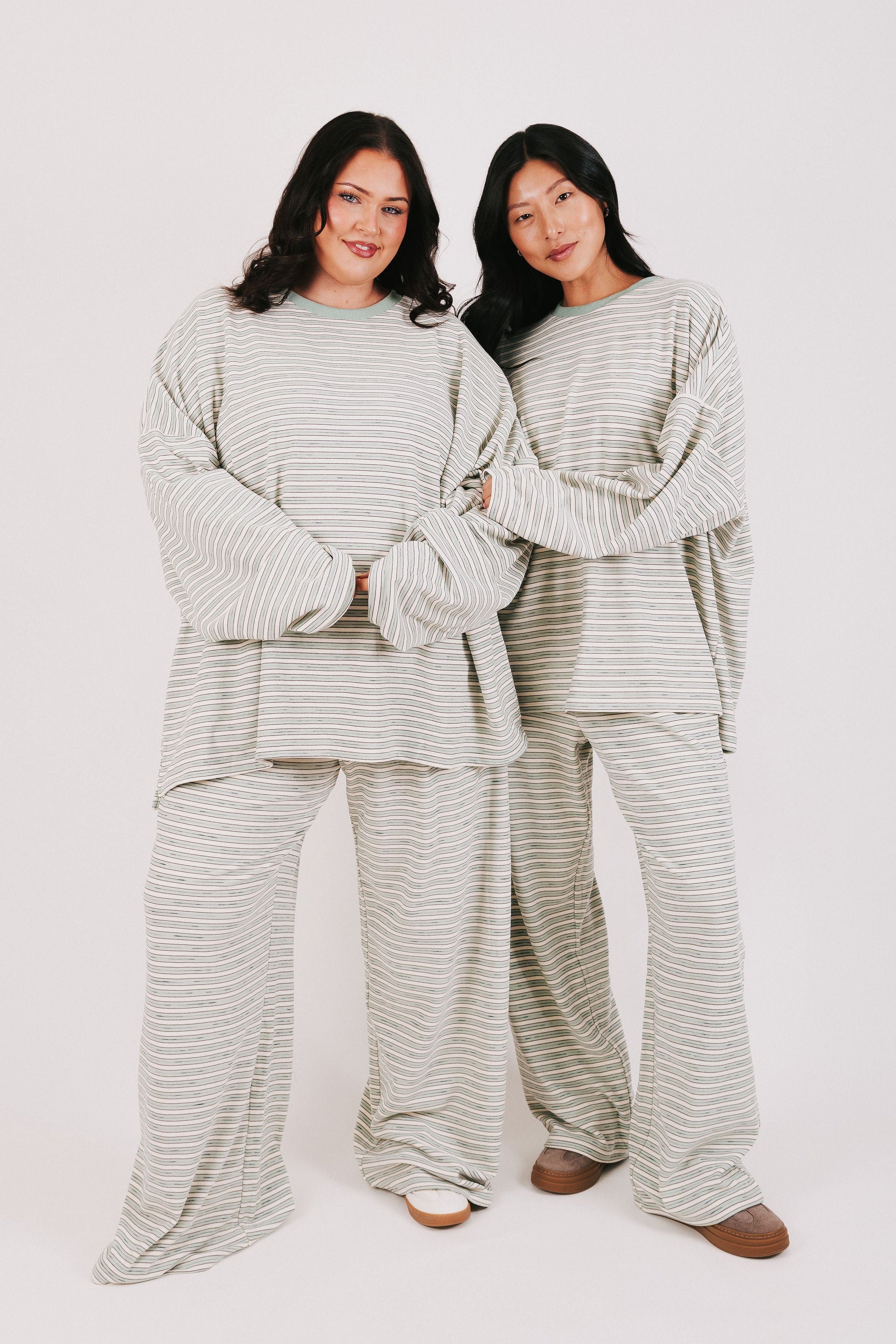 mint striped lounge pants models