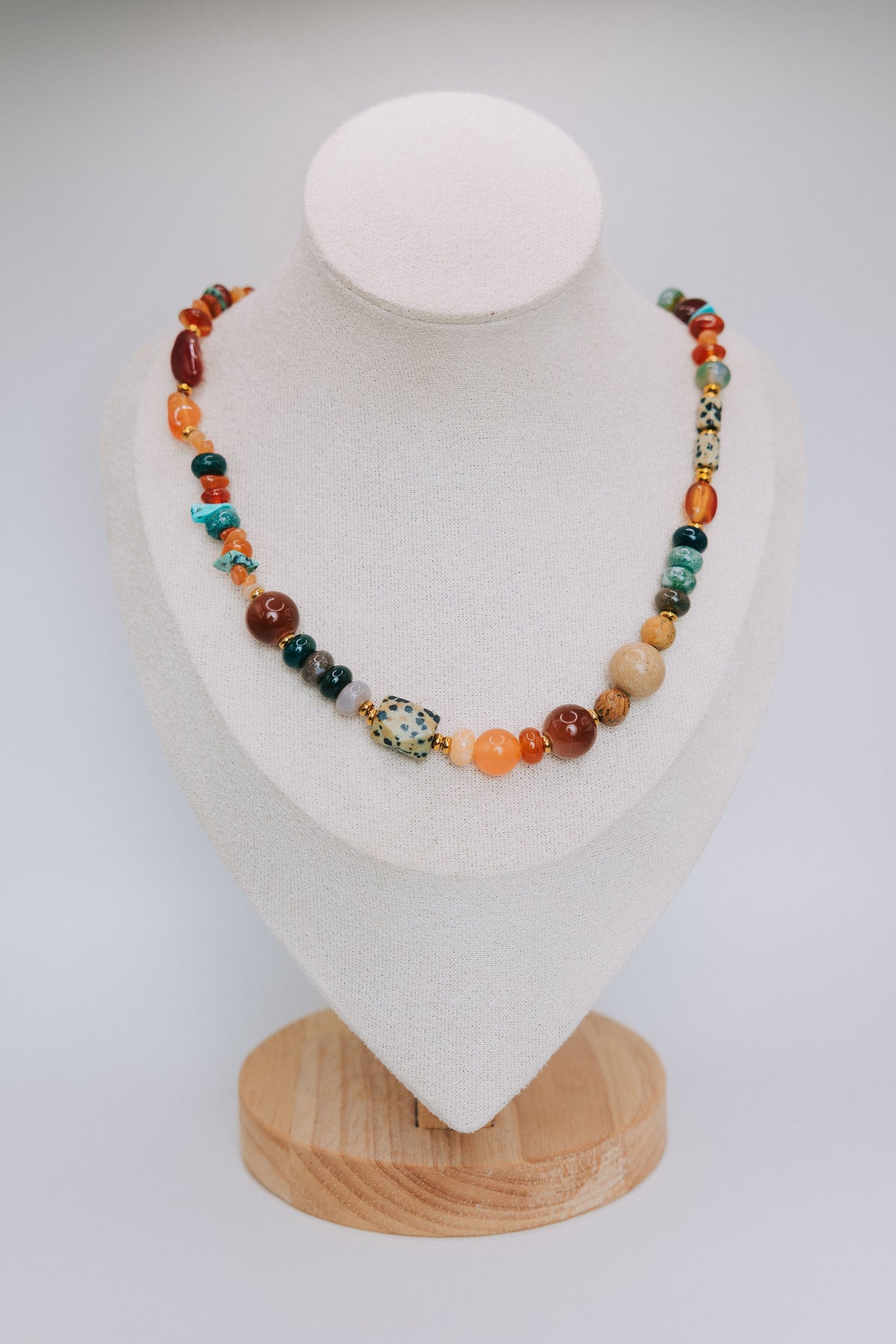 multicolored beaded stone necklace