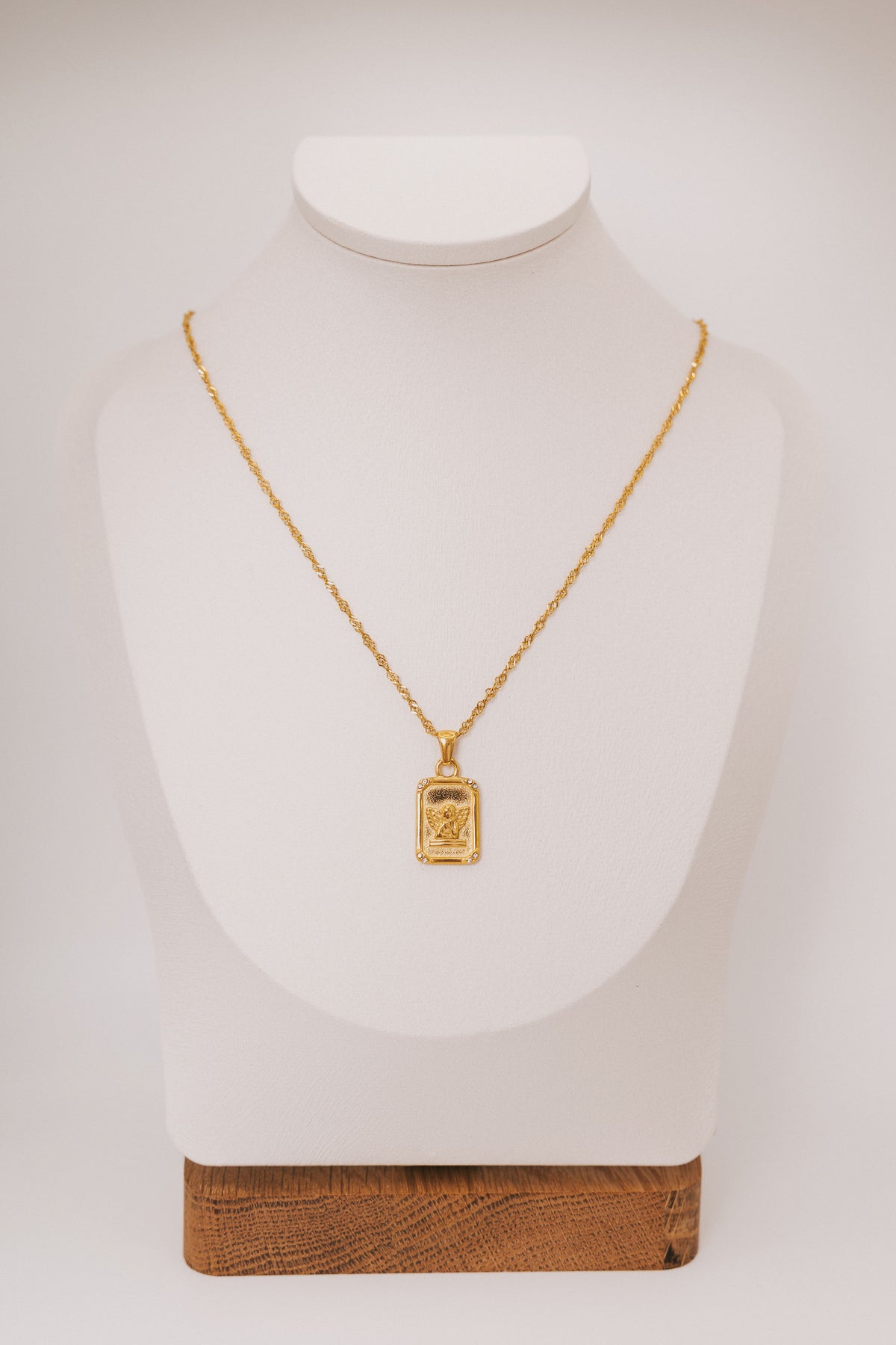 necklace with square angel pendant