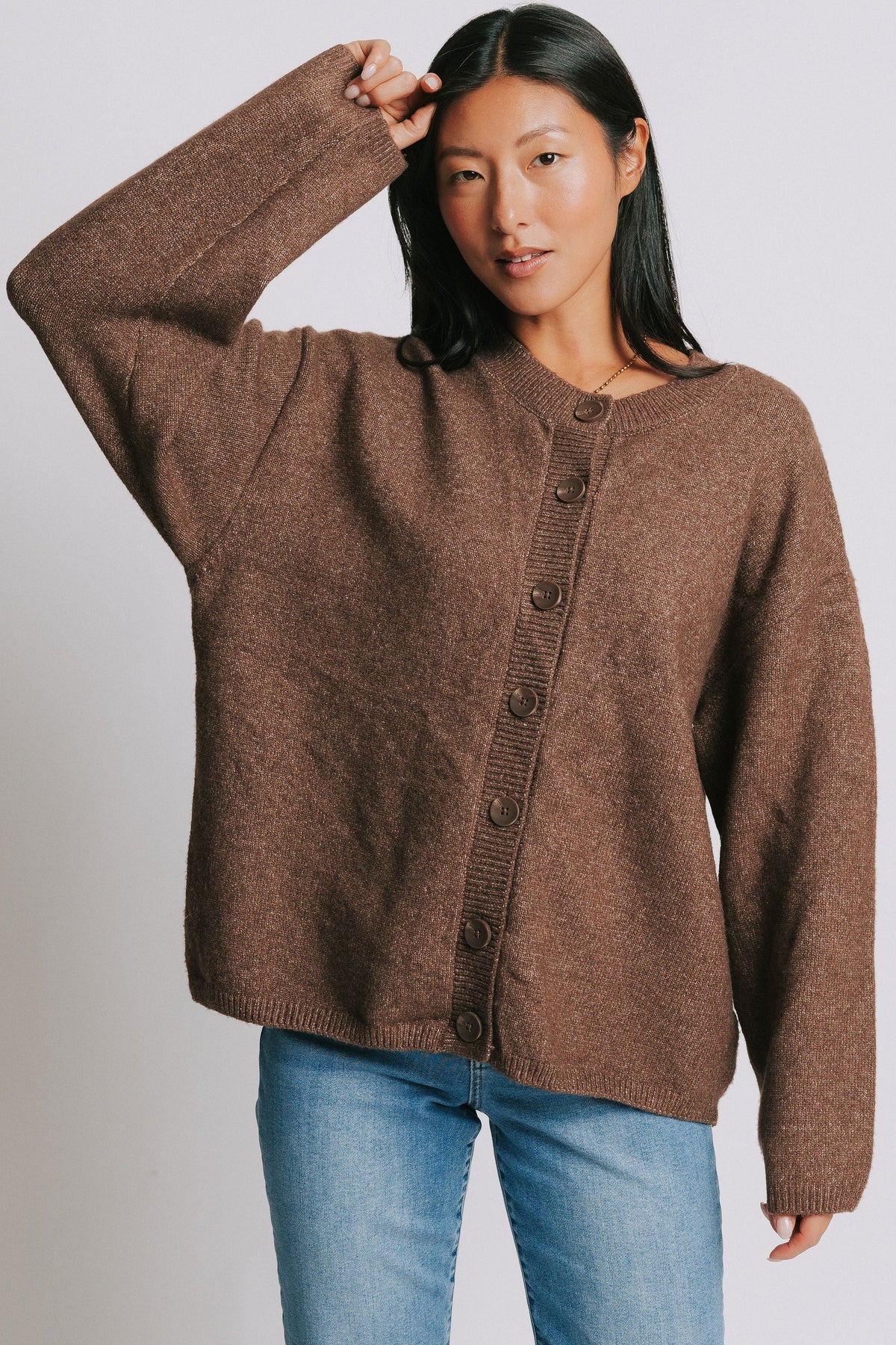 oversized button down knit cardigan