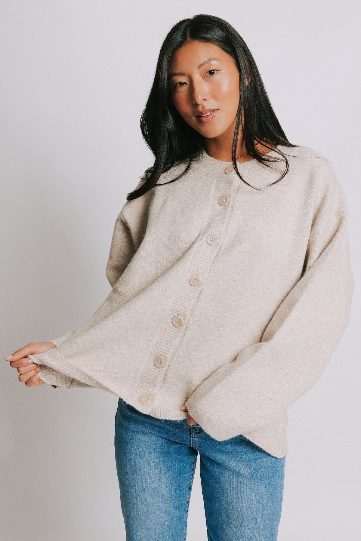 oversized button down knit cardigan