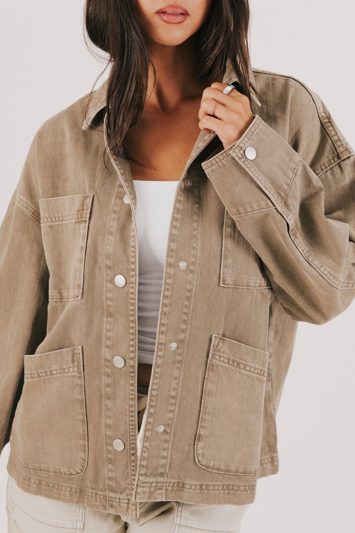 oversized denim jacket faded wash front
