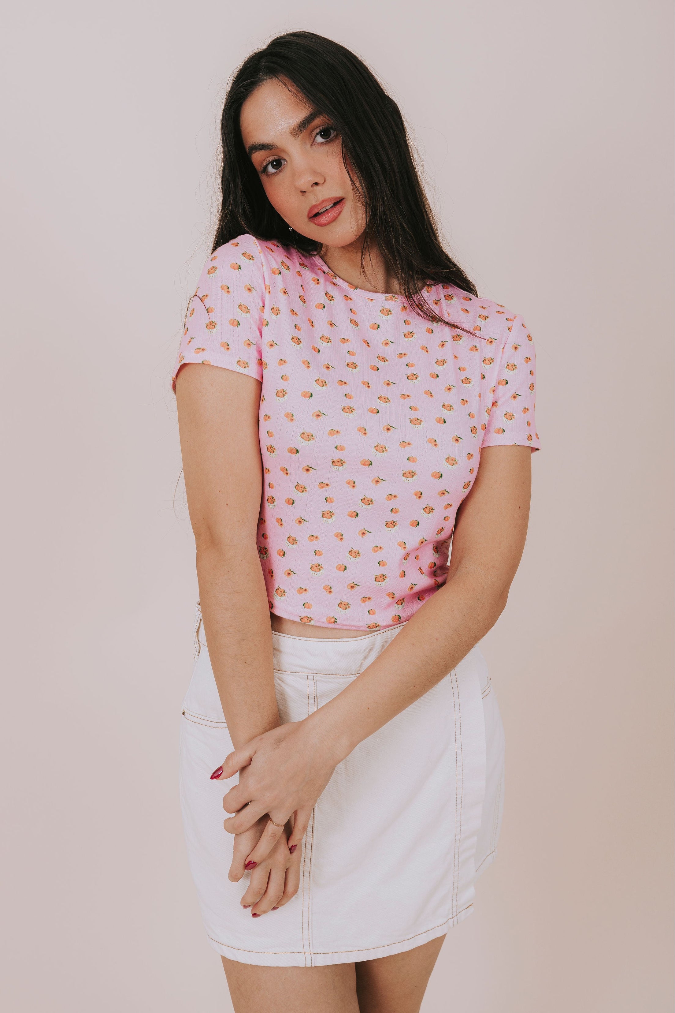pink peach graphic tee front