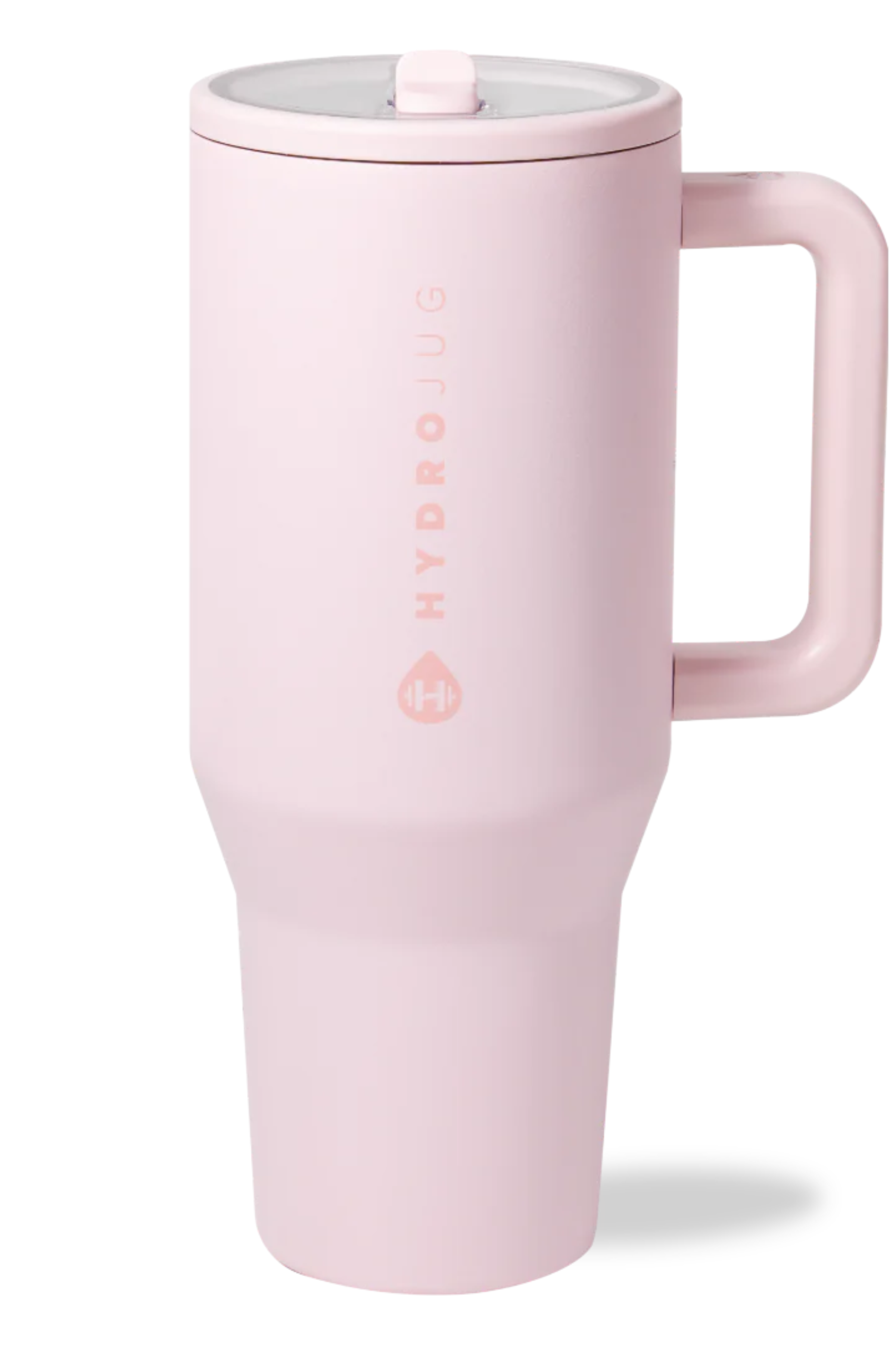 HYDROJUG - Traveler 40 oz light pink tumbler with side handle and flip straw