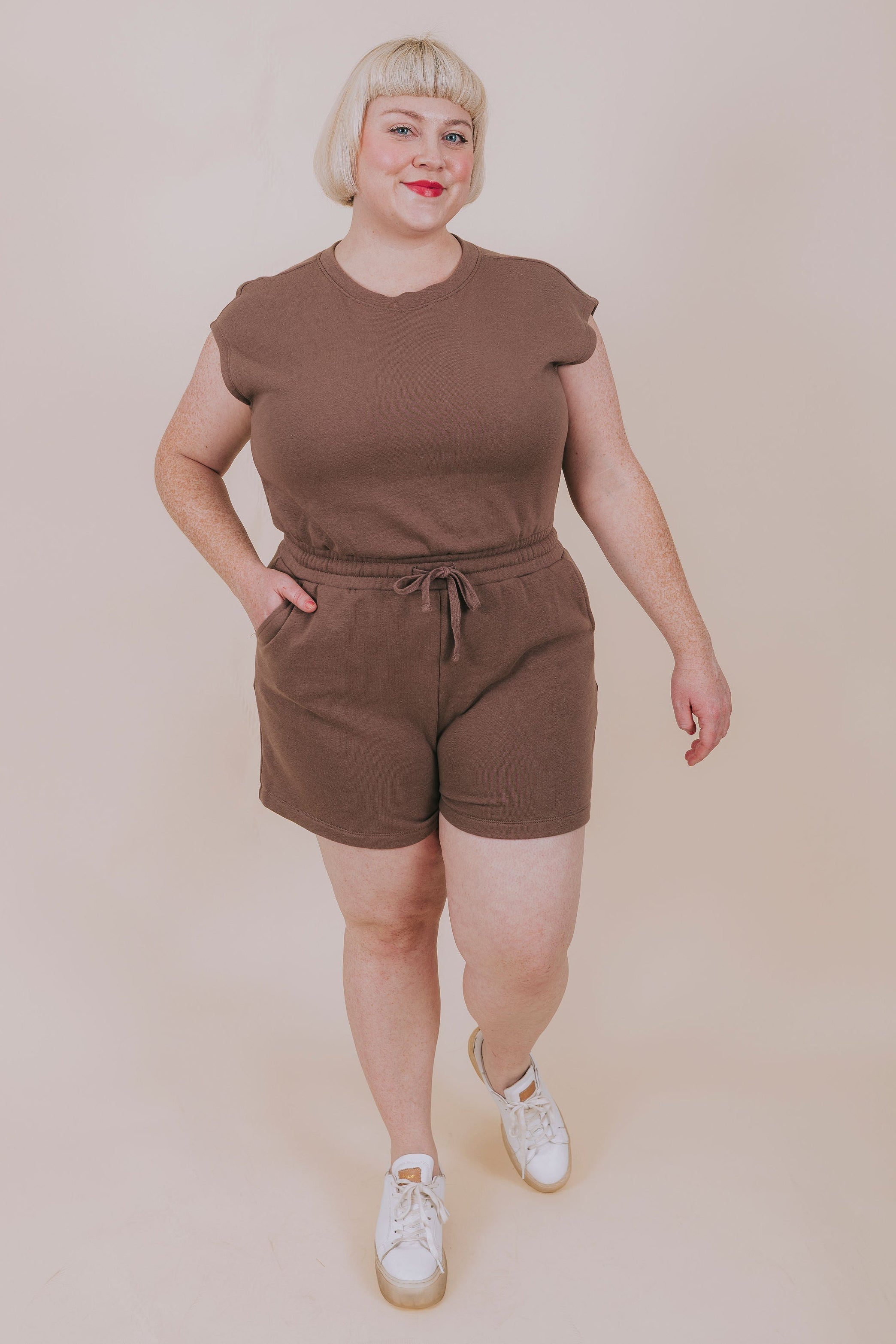 plus size brown terry romper full