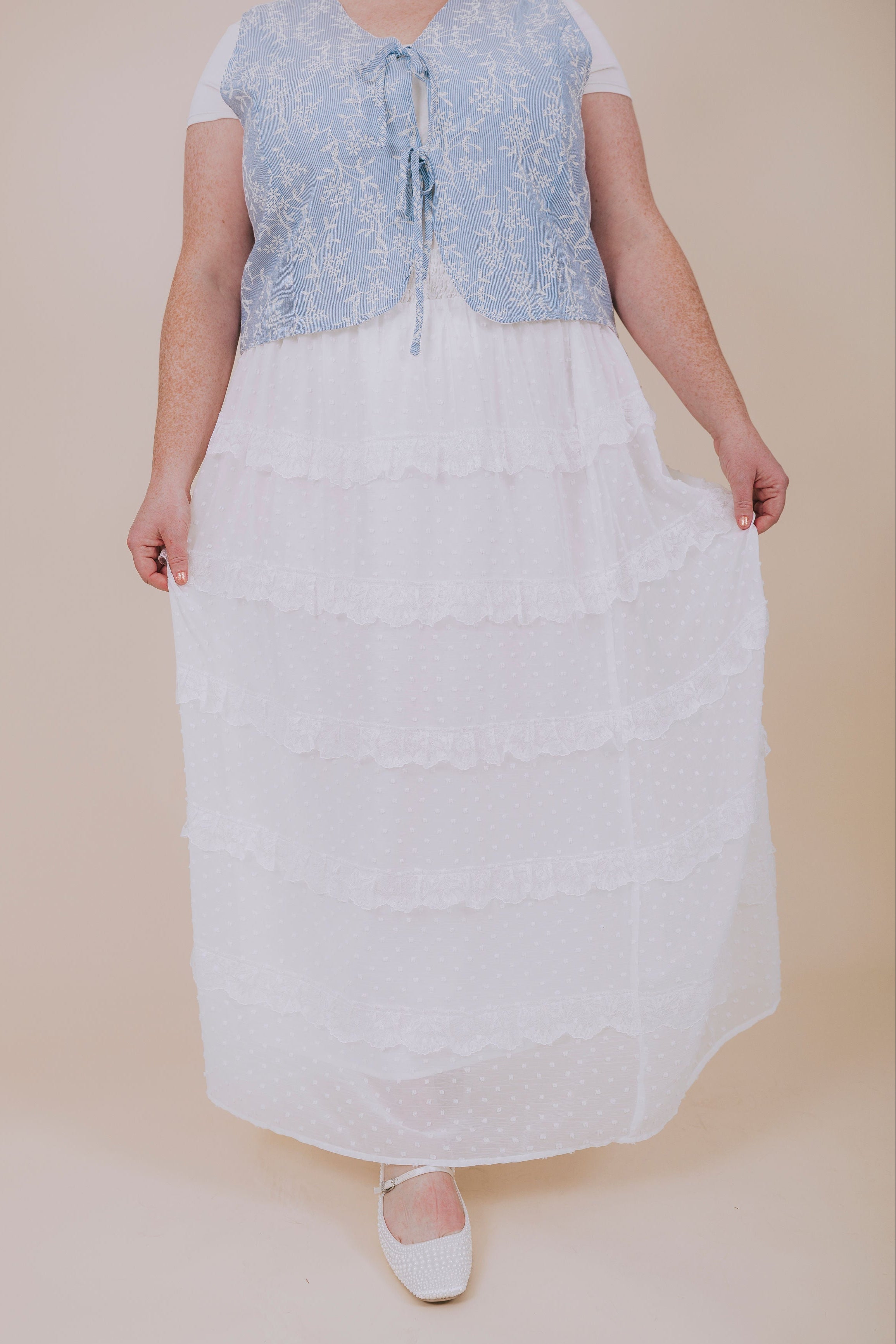 plus size chiffon lace skirt front