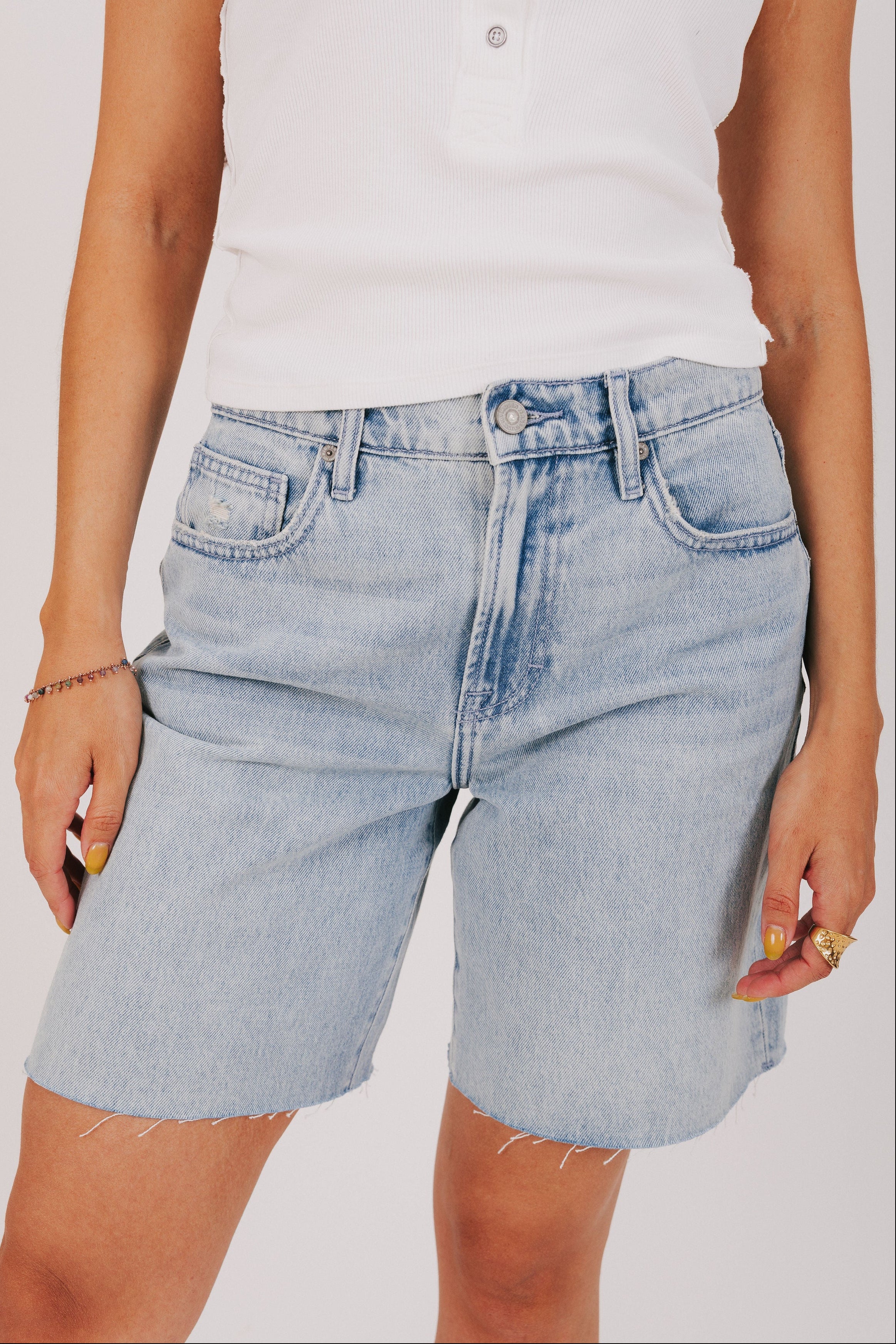 raw hem denim jorts front