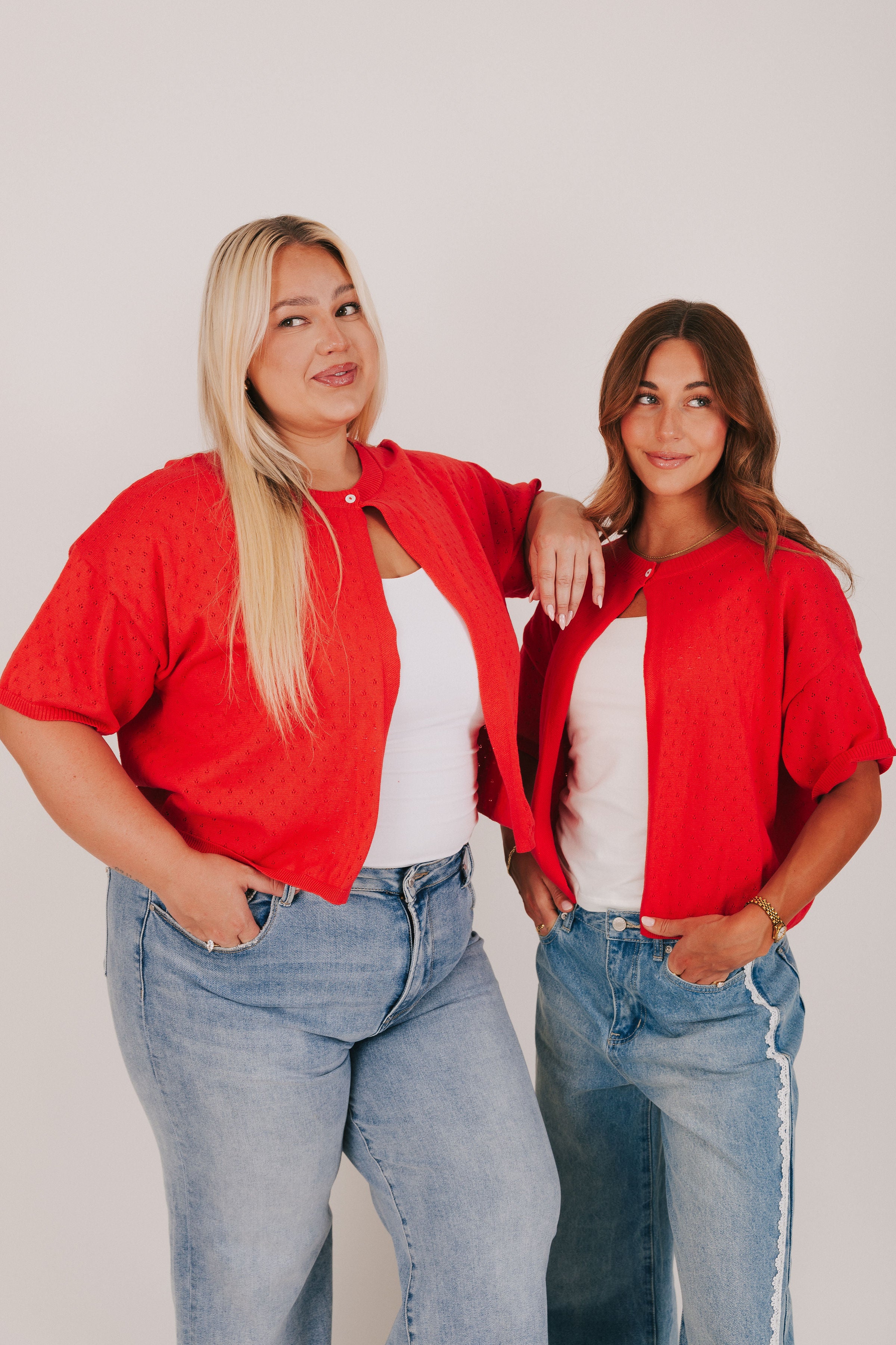 red pointelle open top