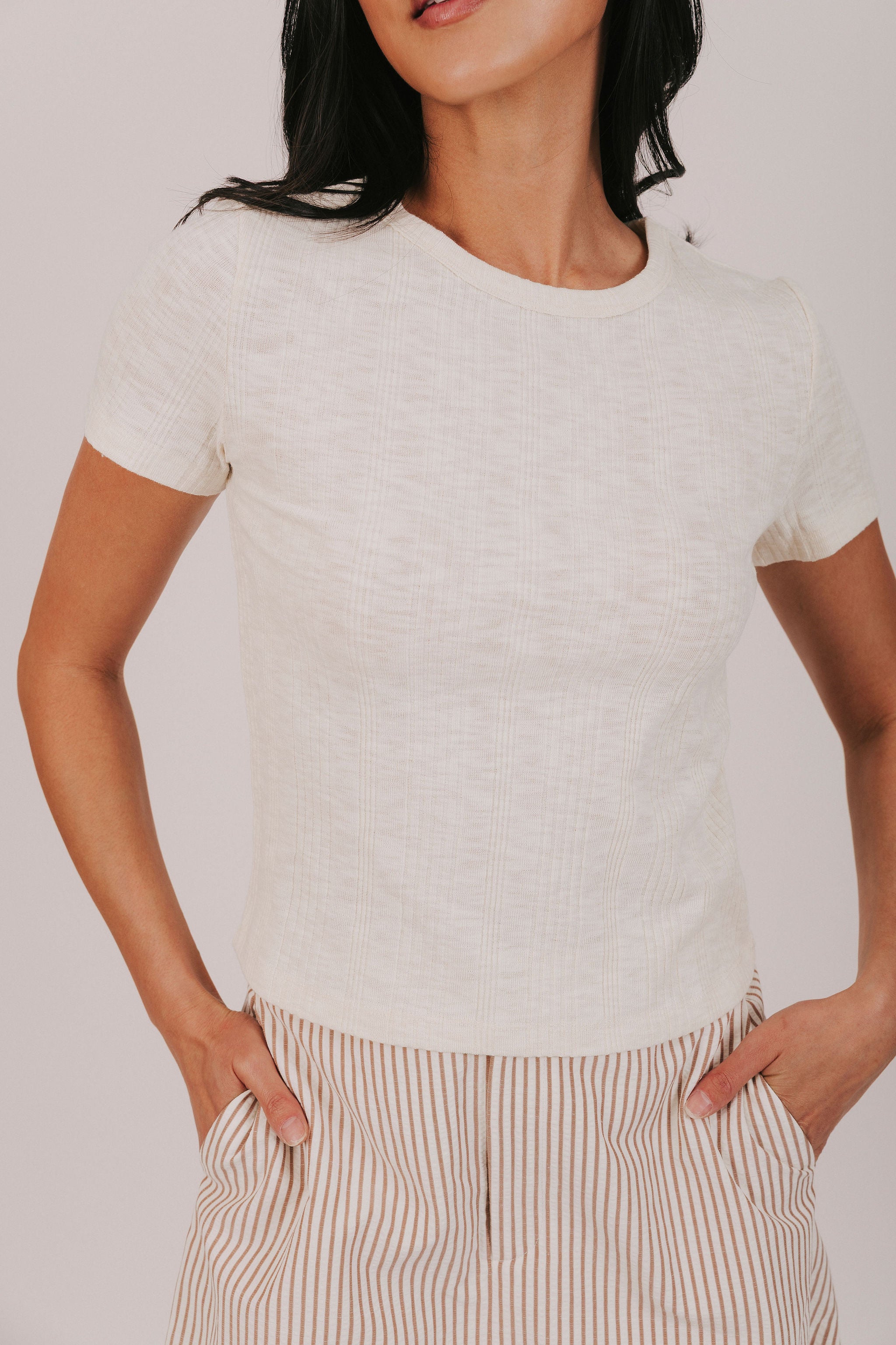 ribbed heathered top cream