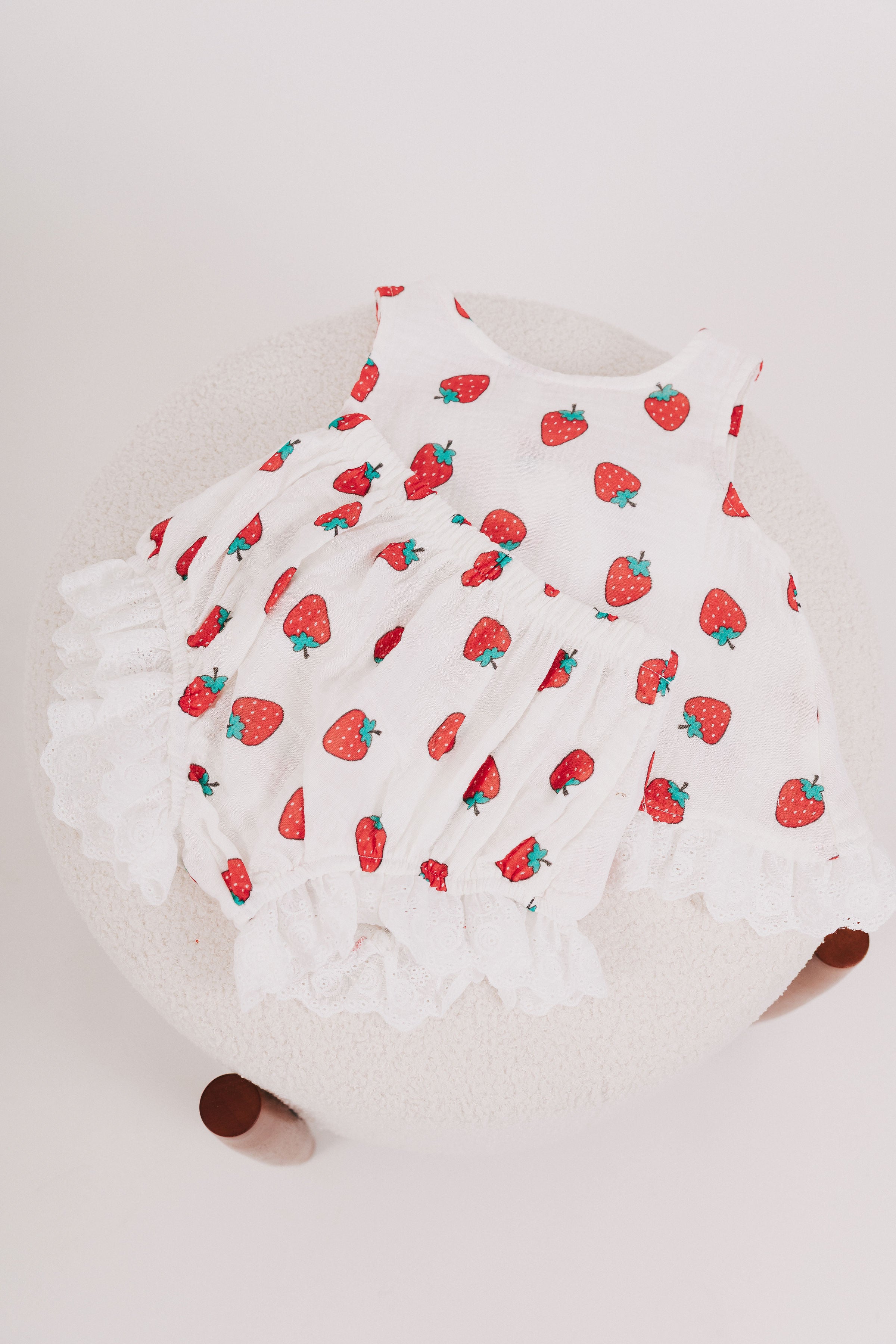 strawberry print baby set