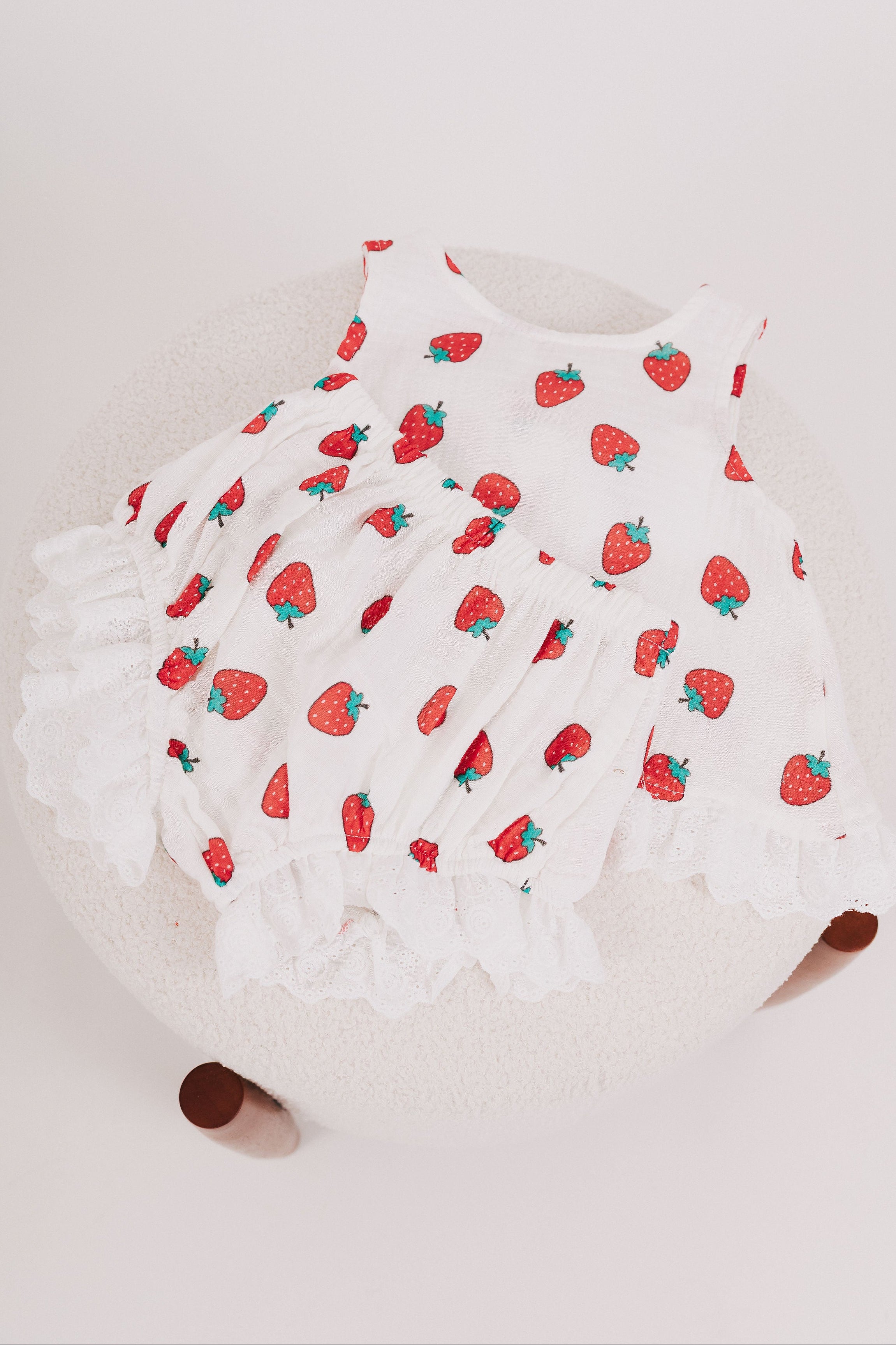 strawberry print baby set