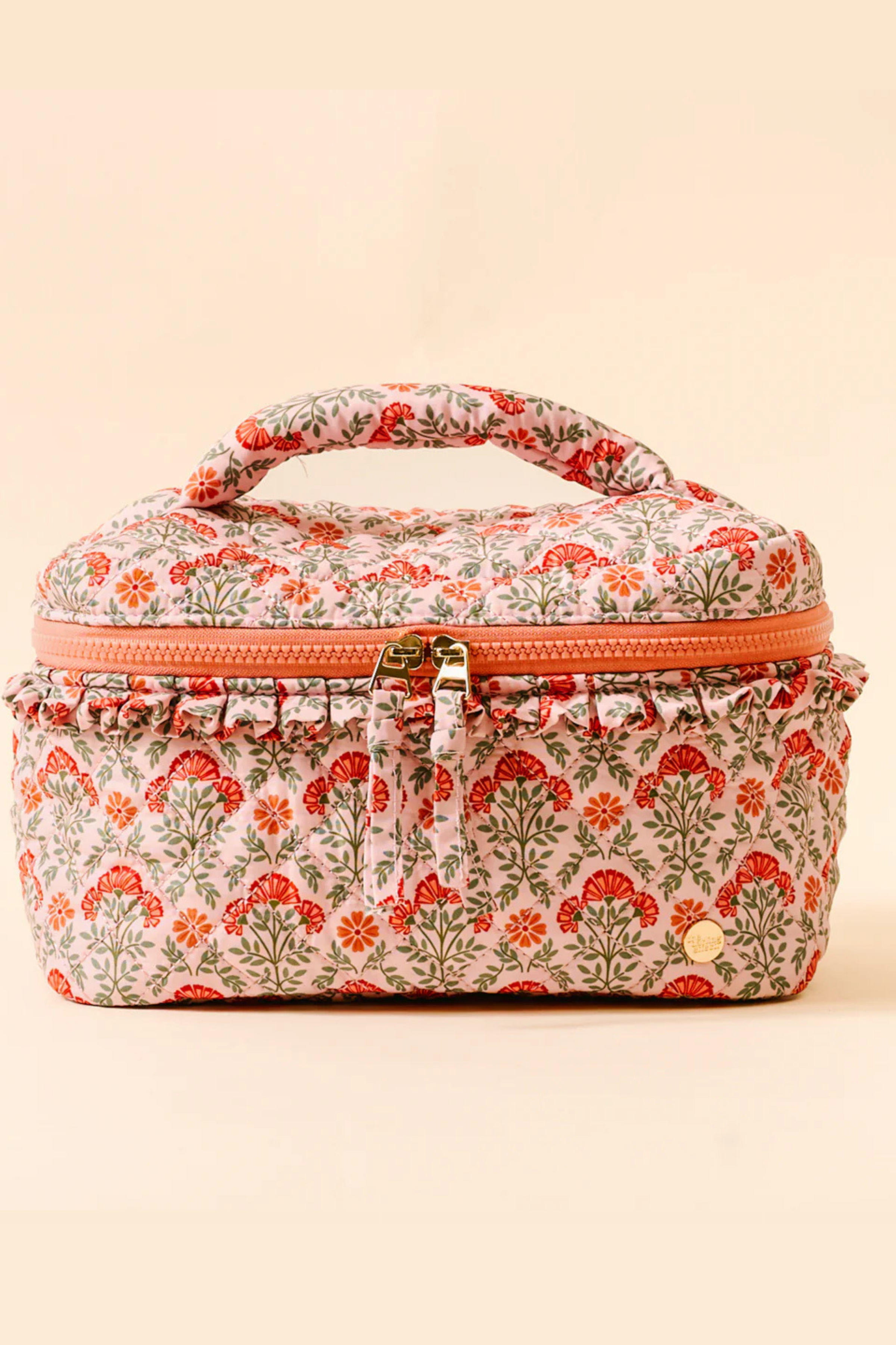 THE DARLING EFFECT - Everbloom Dusty Rose Glam & Go Quilted Cosmetic Bag