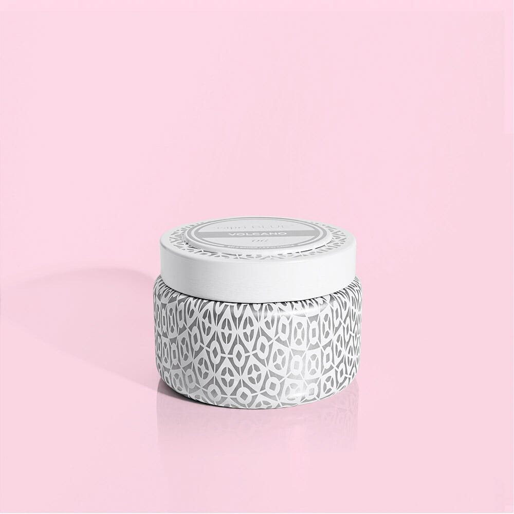 Capri Blue - Volcano White Printed Travel Tin, 8.5 oz