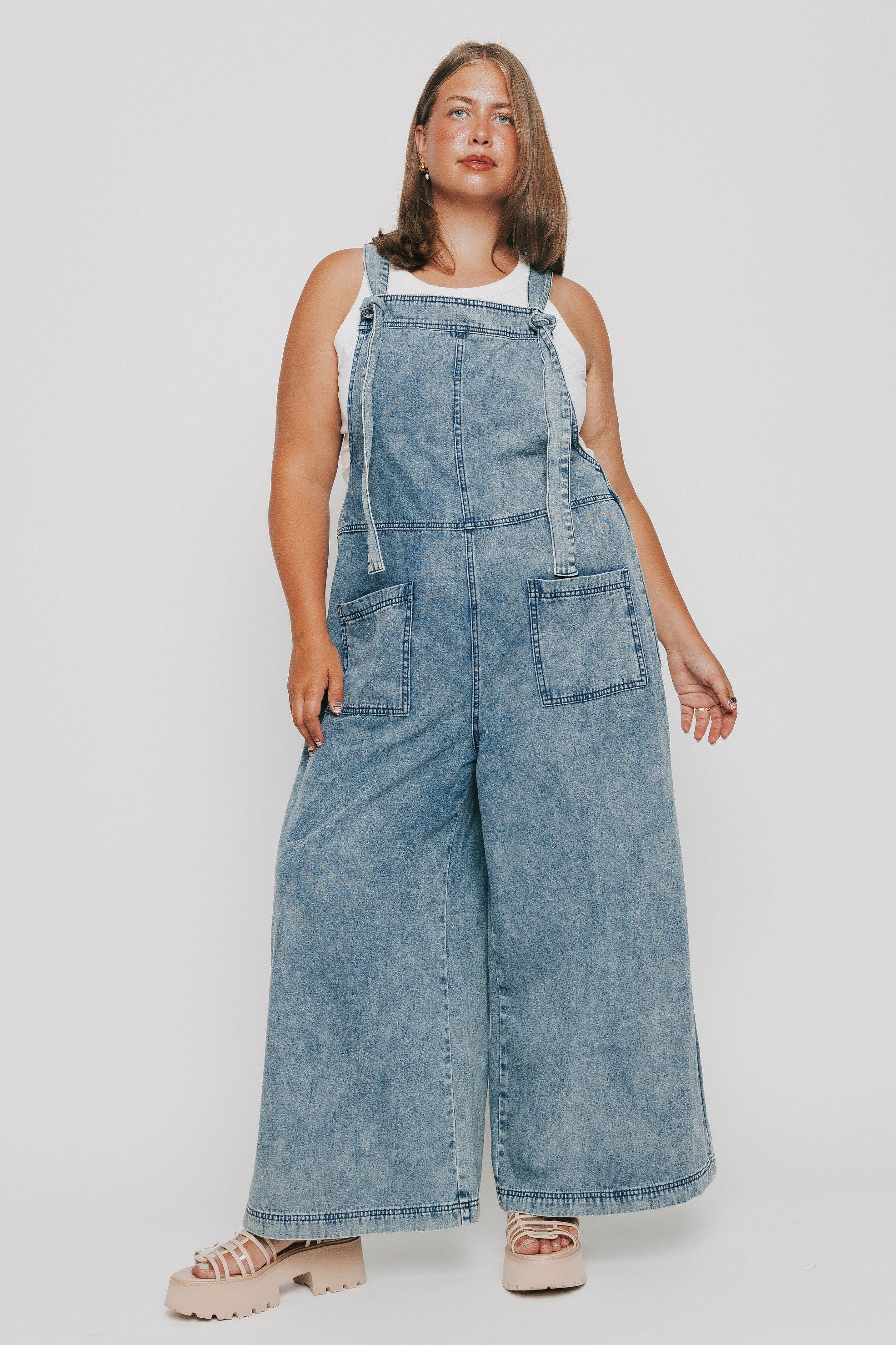 plus size dress overalls Honey Plaid Wide Strap Overall SavvyRoseBoutique Easy to match T Women's Plus Size Denim Overalls