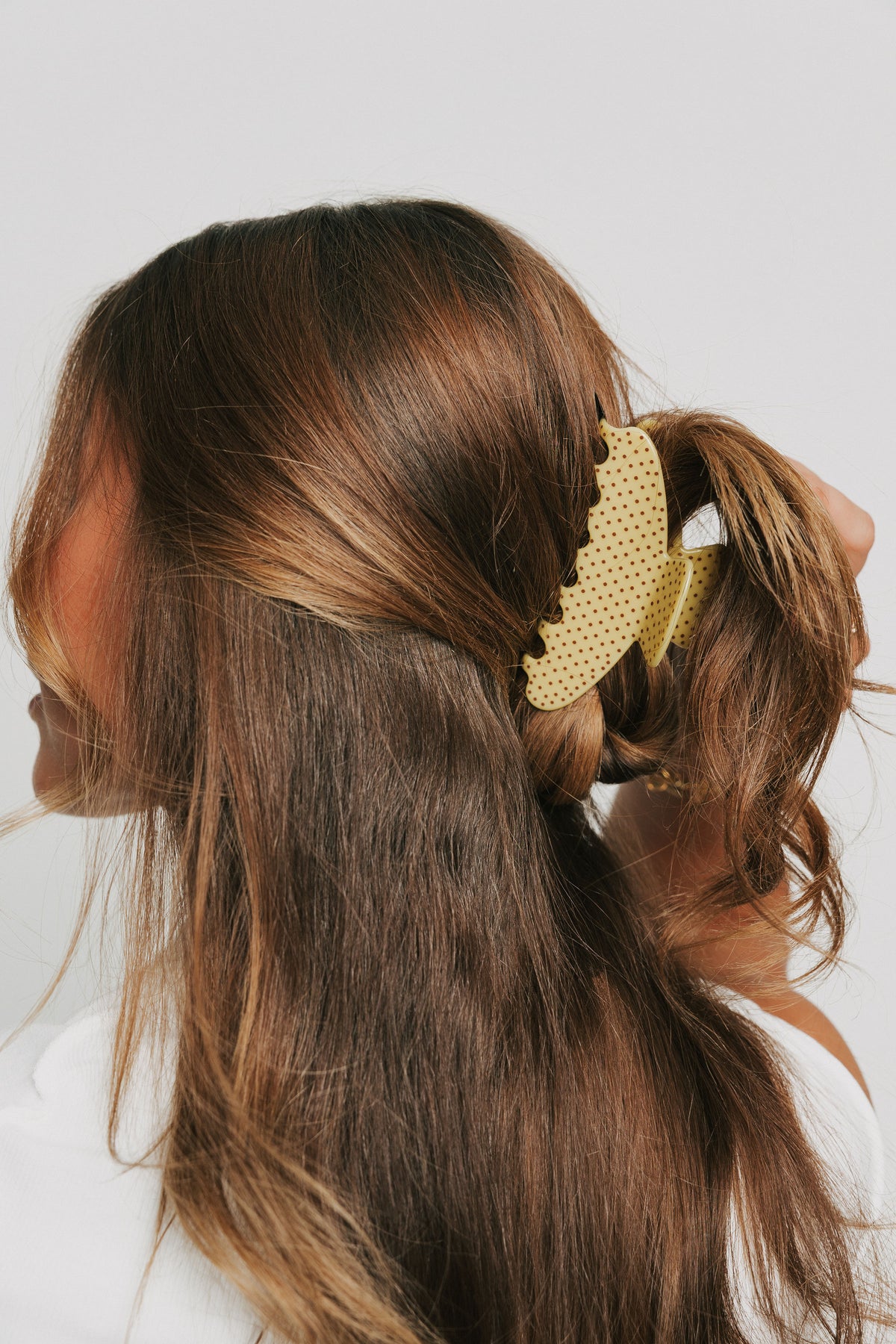 yellow polka dot claw clip