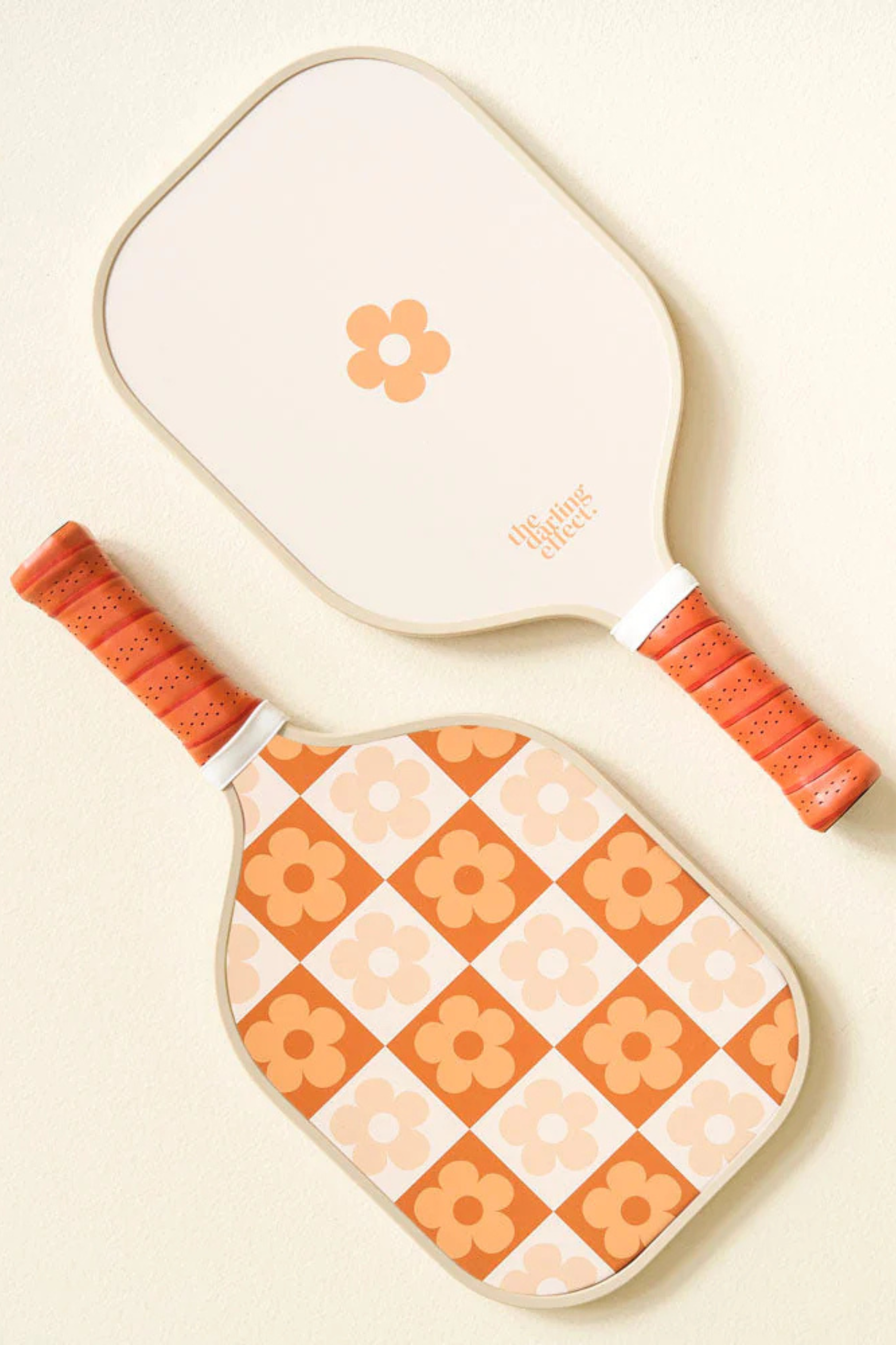 Flower Check Brown Pickleball Paddle