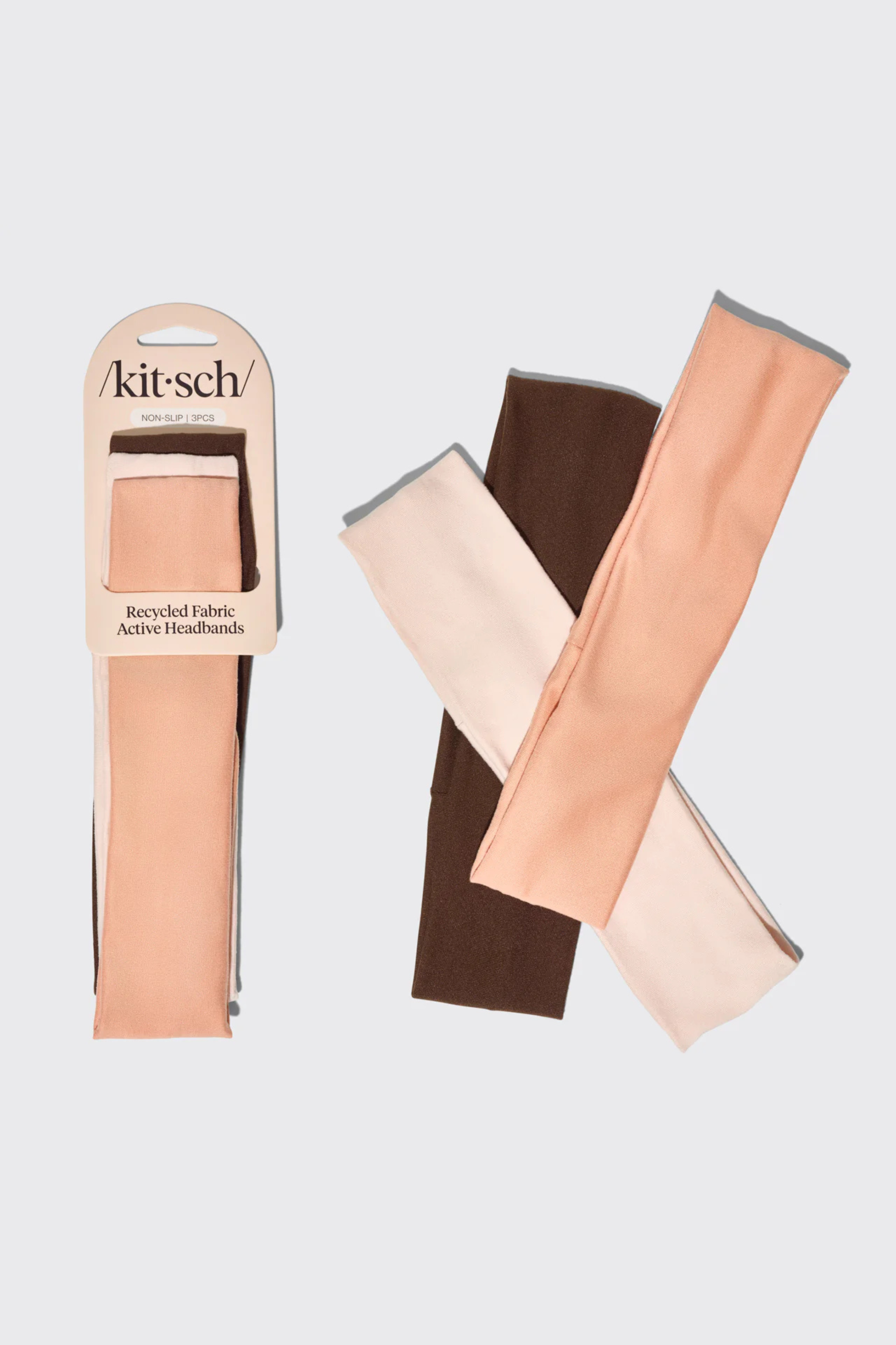 KITSCH - Recycled Fabric Active Headbands 3pc Set- Rosewood