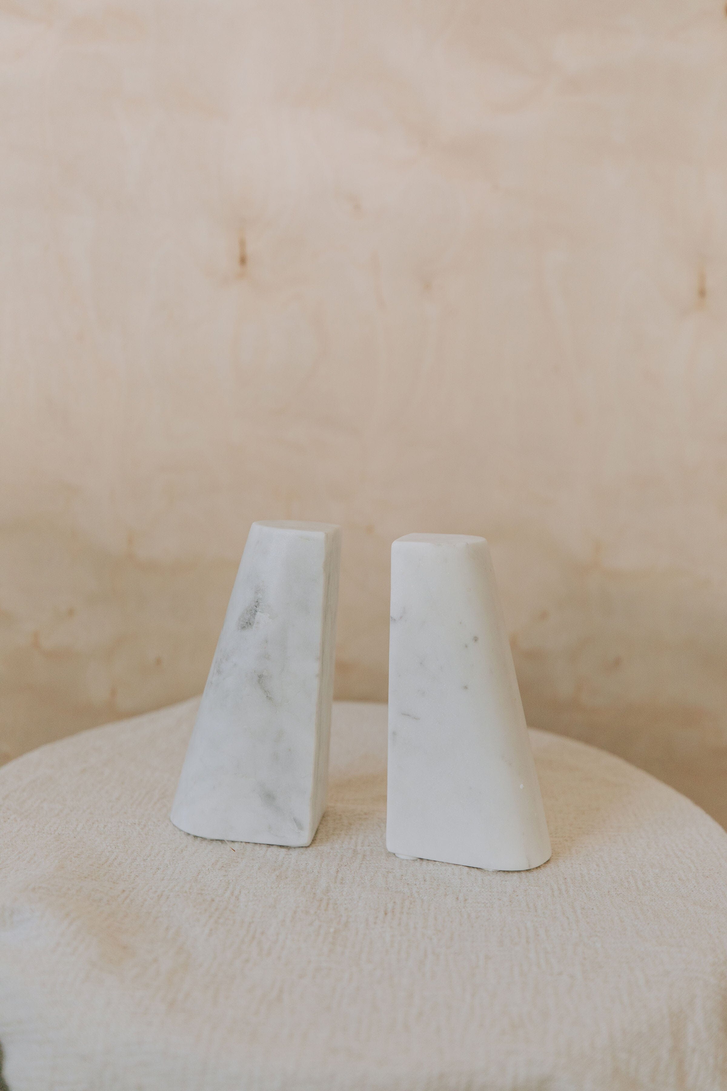 White marble bookends with simple design