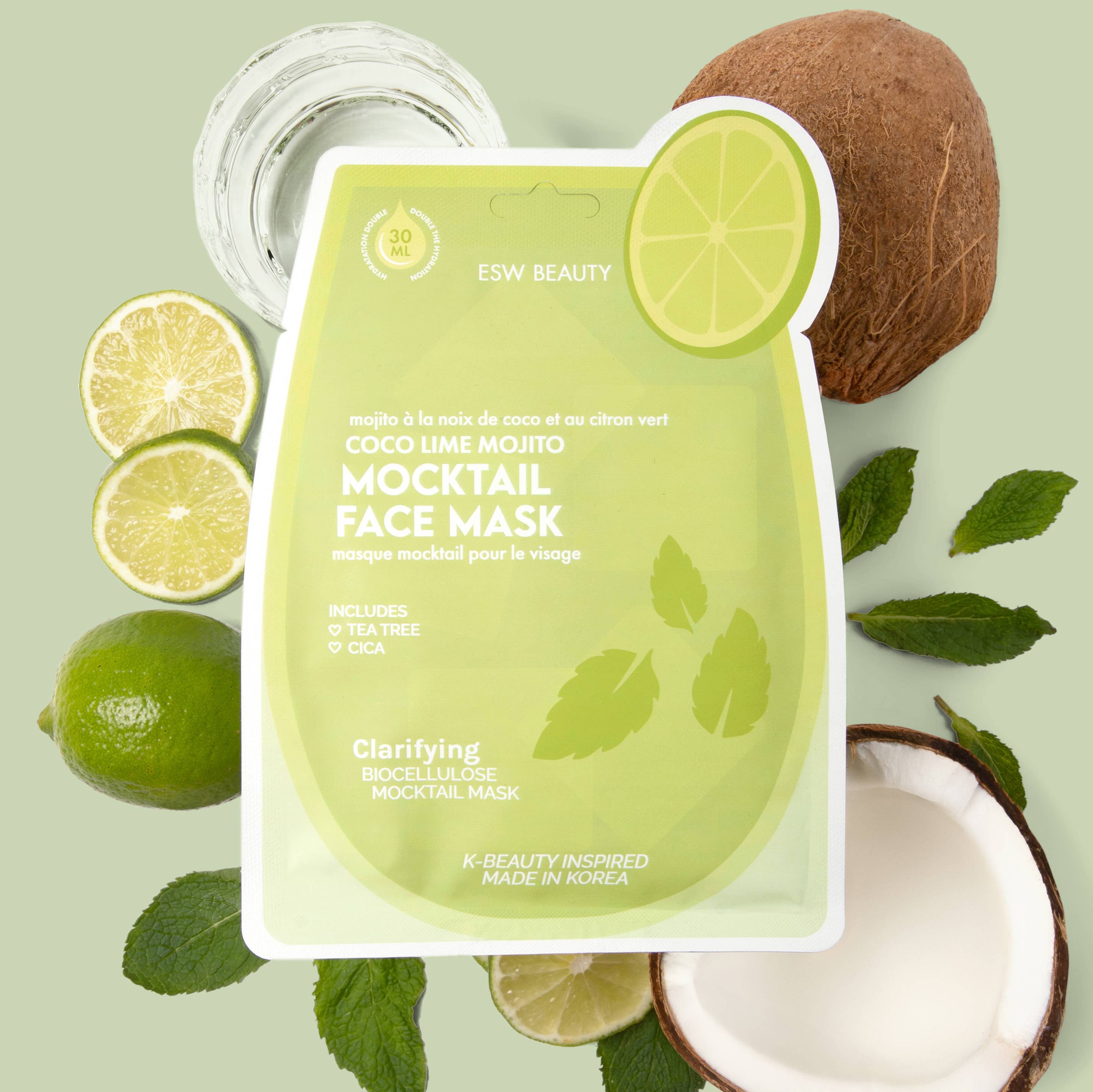 ESW BEAUTY - Coco Lime Mojito Clarifying Biocellulose Mocktail Mask