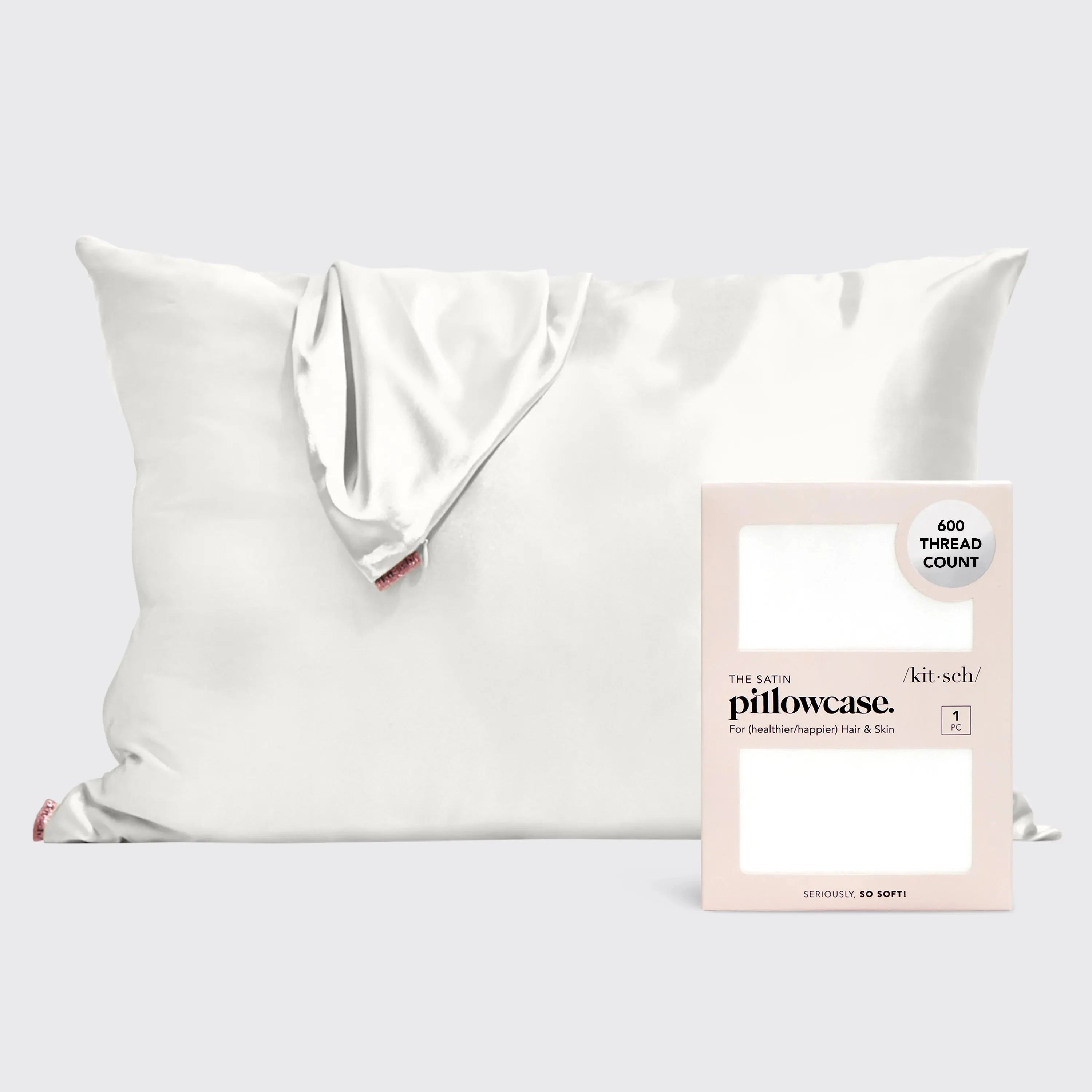 KITSCH - Satin Standard Pillowcase - Ivory 