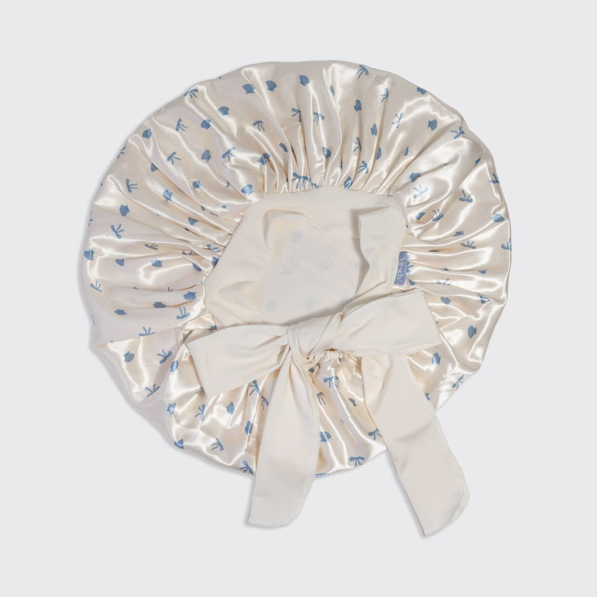 KITSCH - Oversized Satin Bonnet - Pearlized Cream & Coastal Blue Print