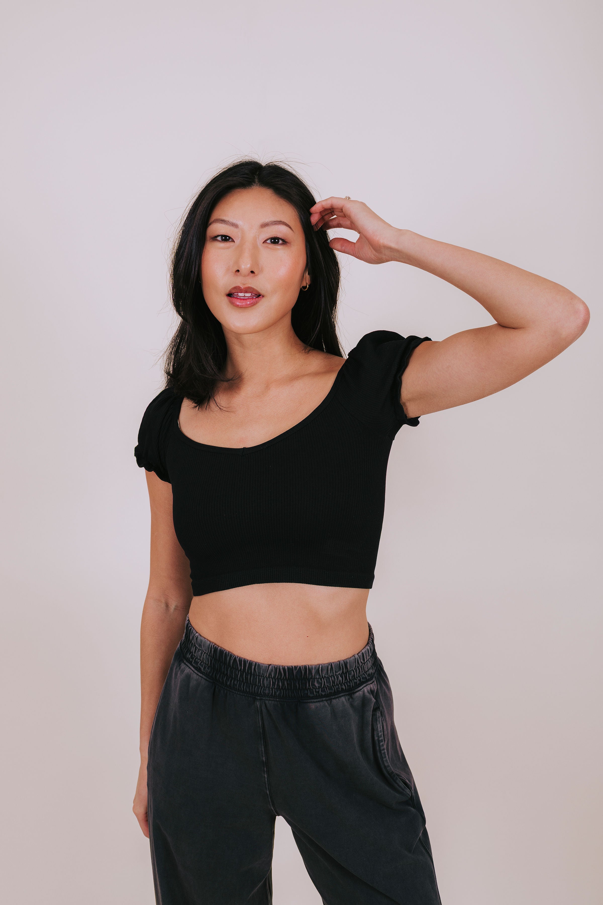 FREE PEOPLE - Happiness Runs Puff Sleeve Crop Tank