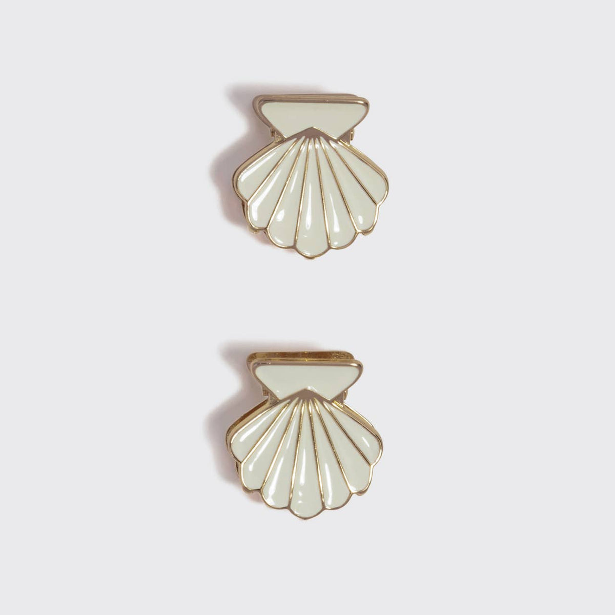 KITSCH - Metal Clam Shell Hair Clip 2pc Set - Gold & Pearlized Cream