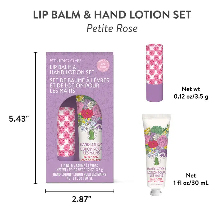 STUDIO OH! - Petite Rose Lip Balm & Hand Lotion Set