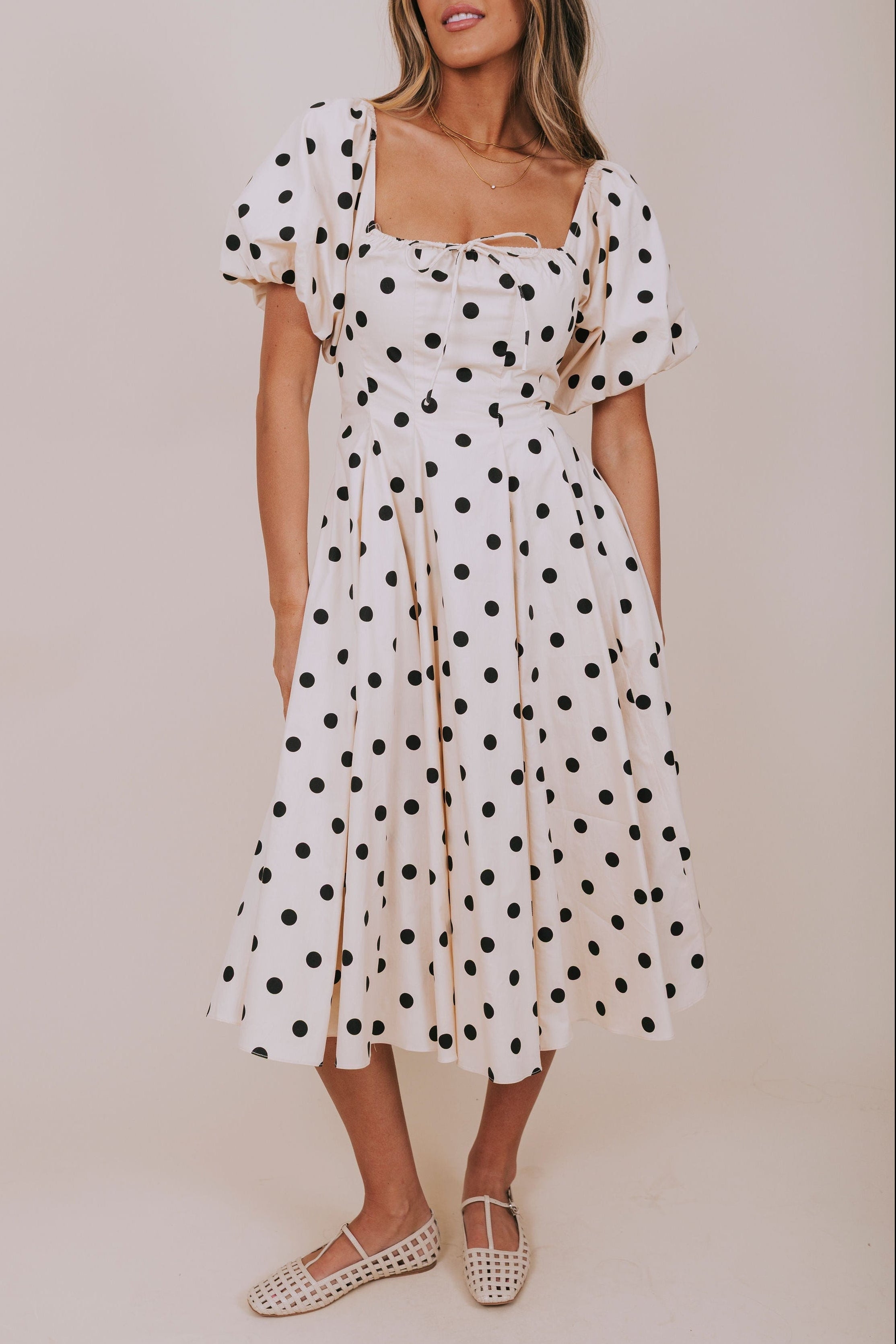 romantic midi dress with sleeves EXCLUSIVE