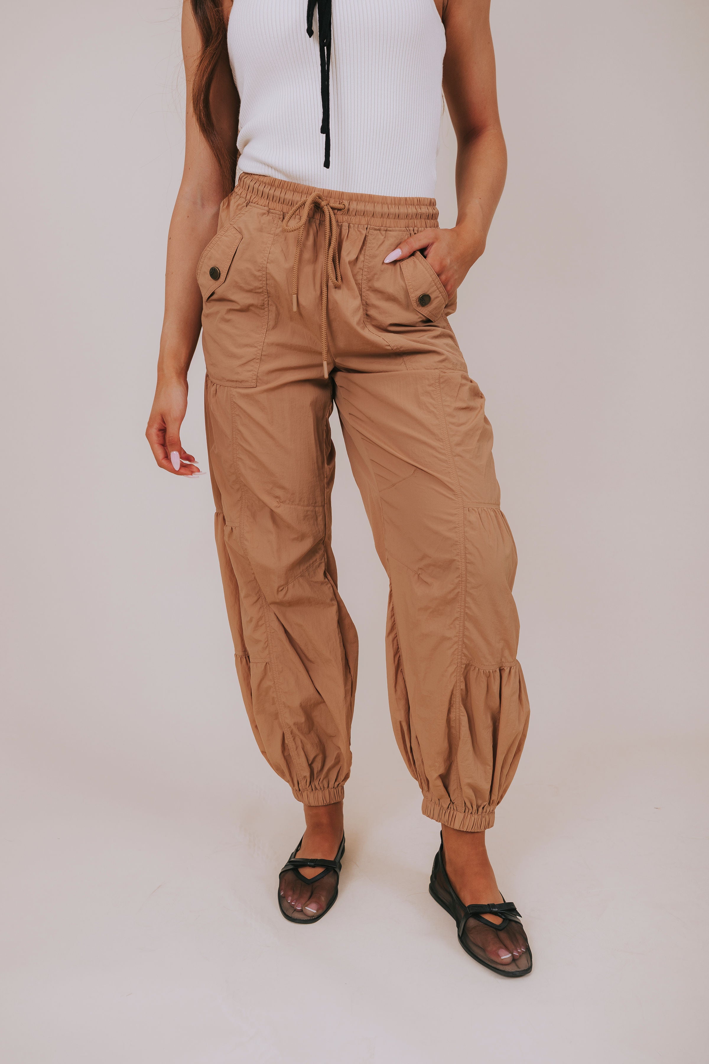 FREE PEOPLE - Set Me Free Nylon Pants Front