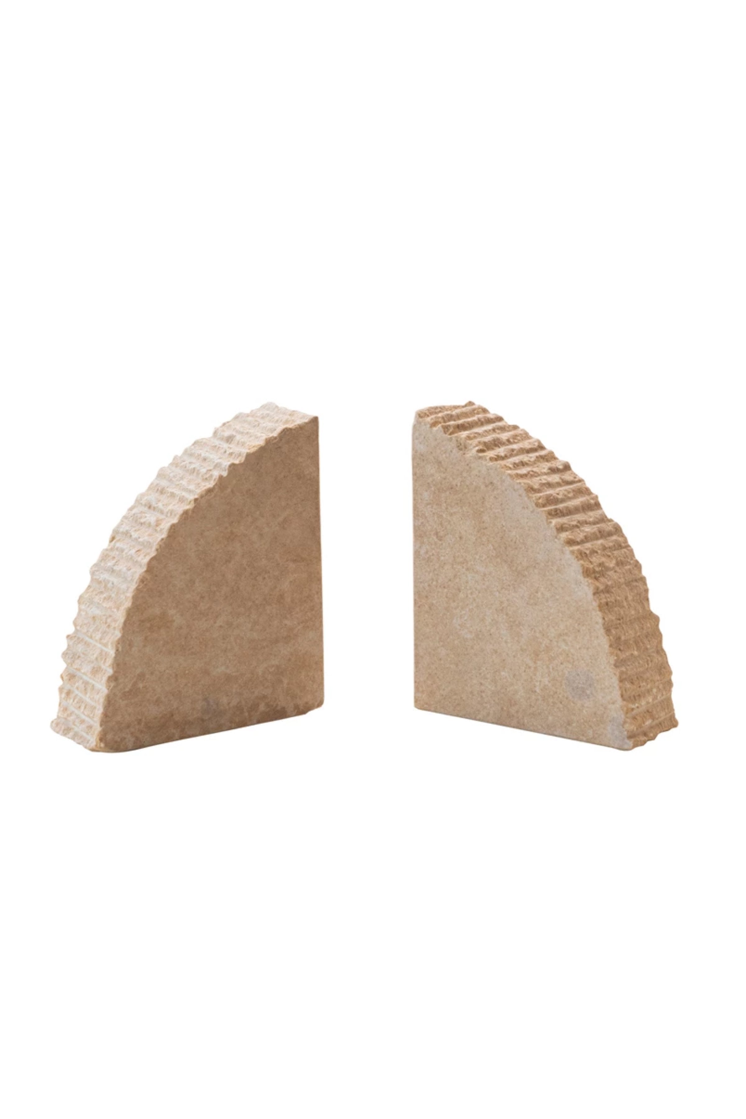 Sandstone Bookends w/ Ribbed Edge, Set of 2 