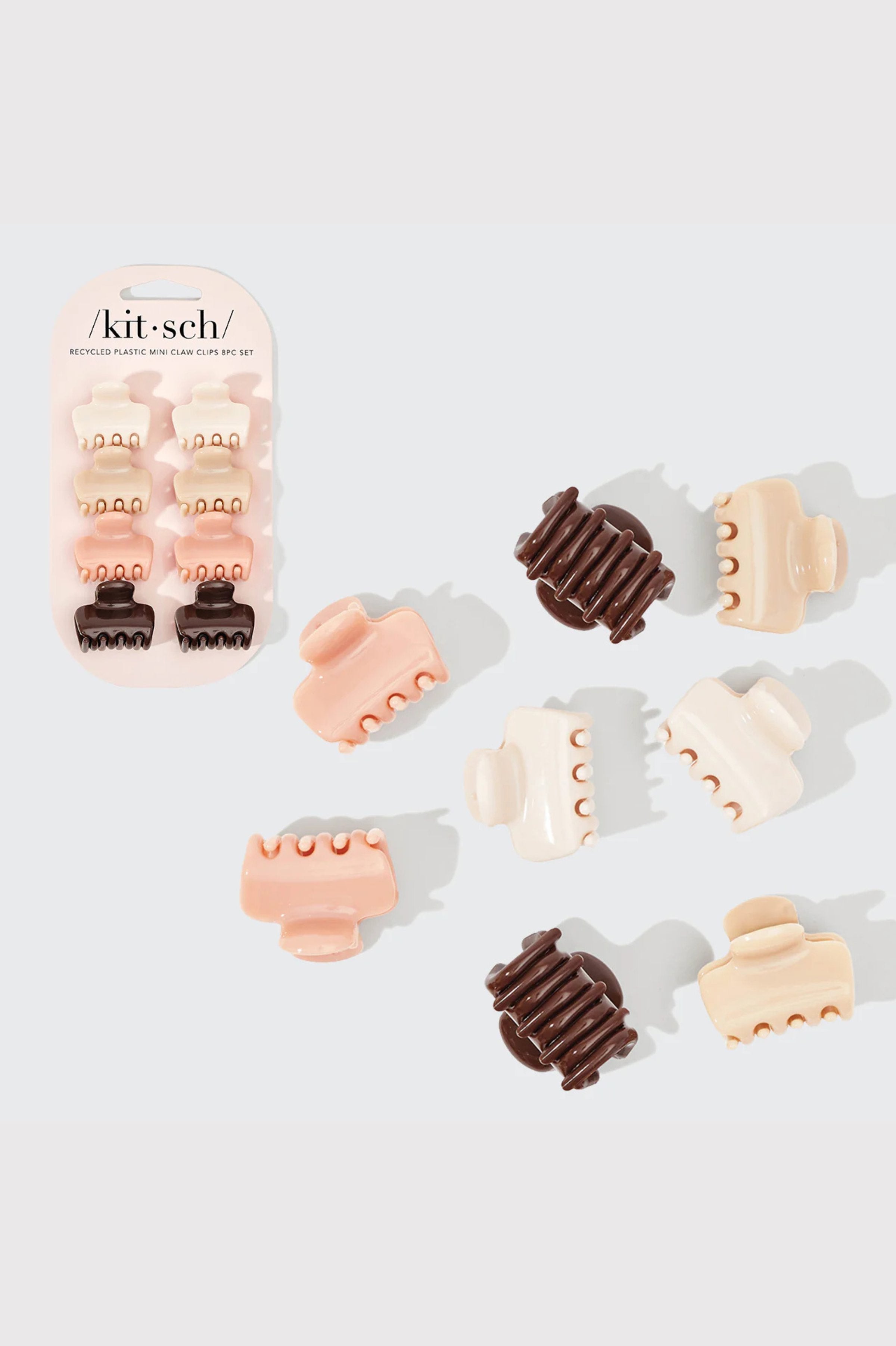 KITSCH - Recycled Plastic Mini Cloud Claw Clips 8pc Set - Rosewood 