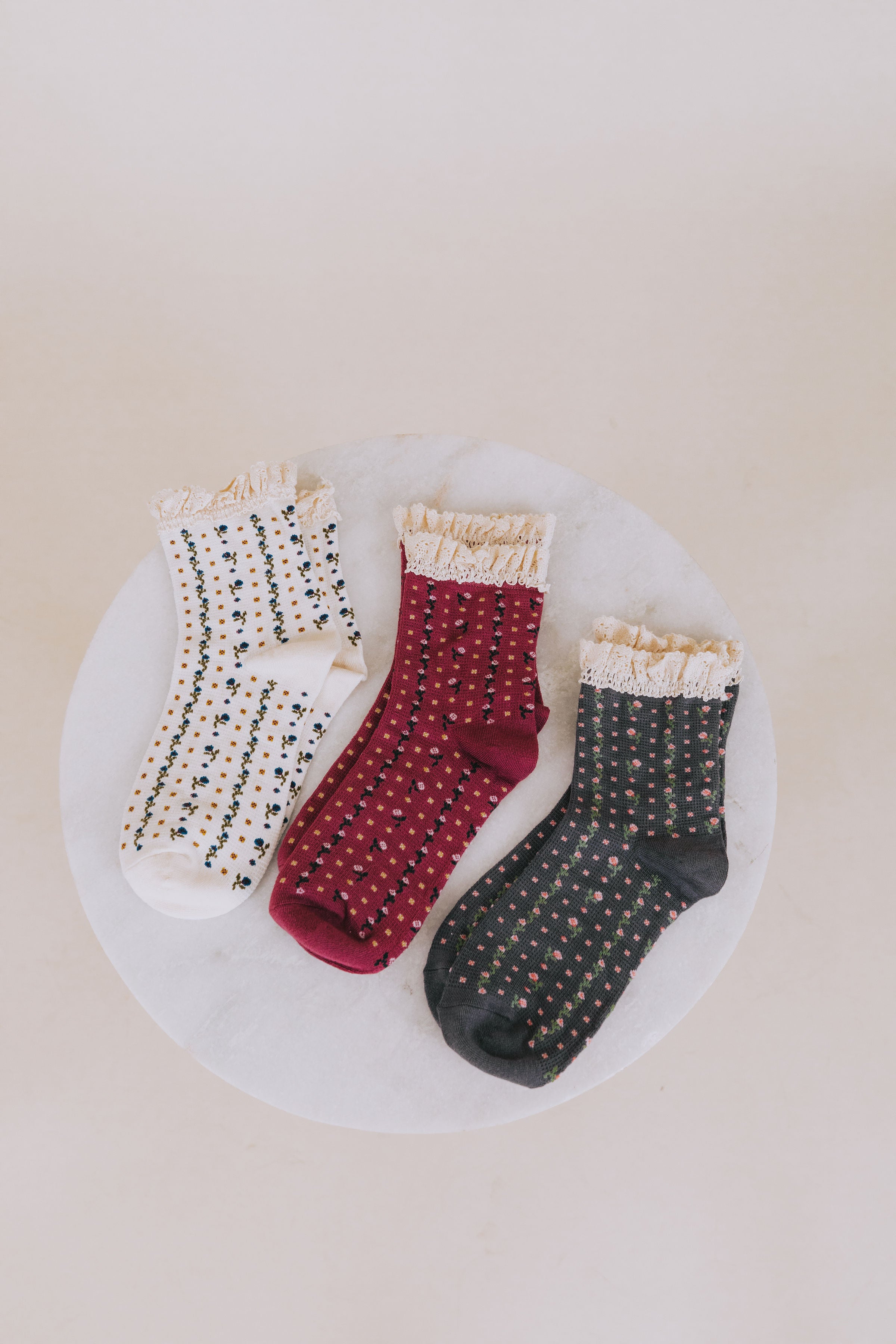 FREE PEOPLE - Rosebud Waffle Knit Socks - 3 Colors!