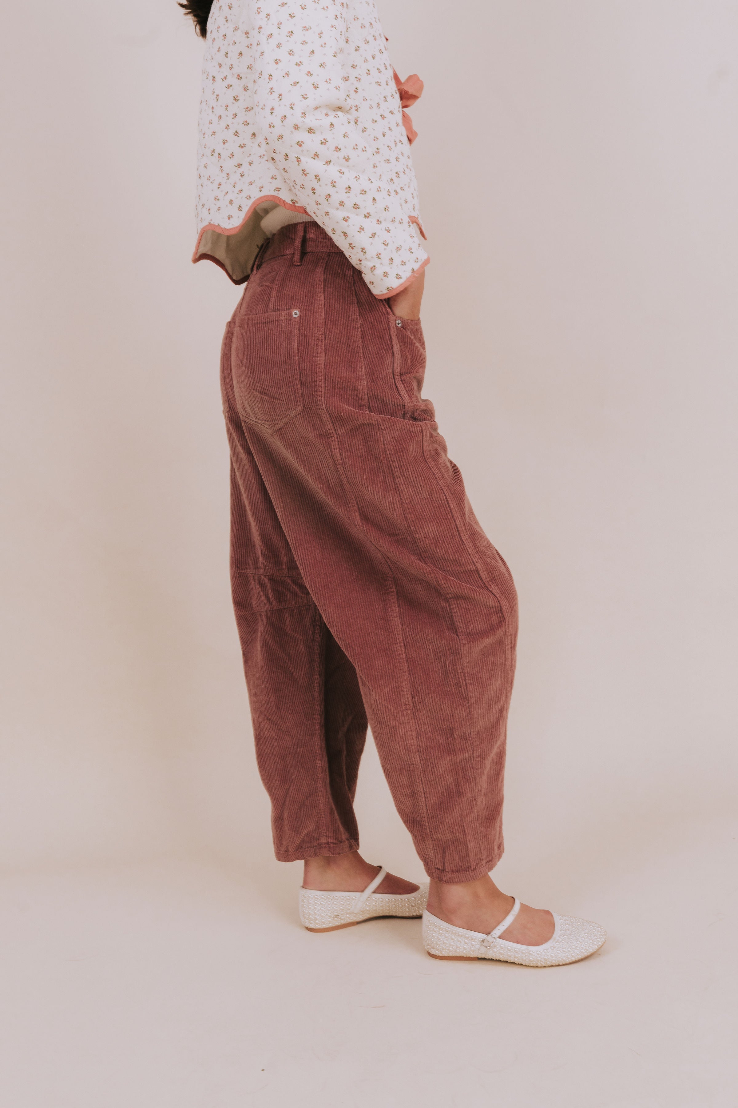 FREE PEOPLE - Good Luck Mid-Rise Cord Barrel Jeans