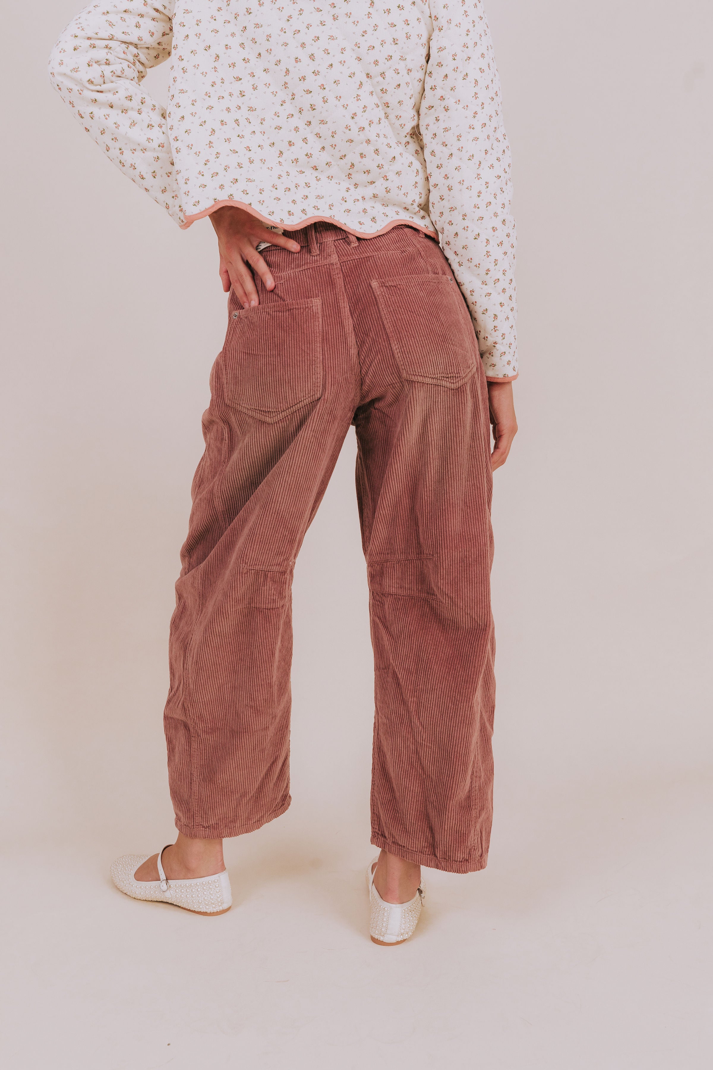 FREE PEOPLE - Good Luck Mid-Rise Cord Barrel Jeans
