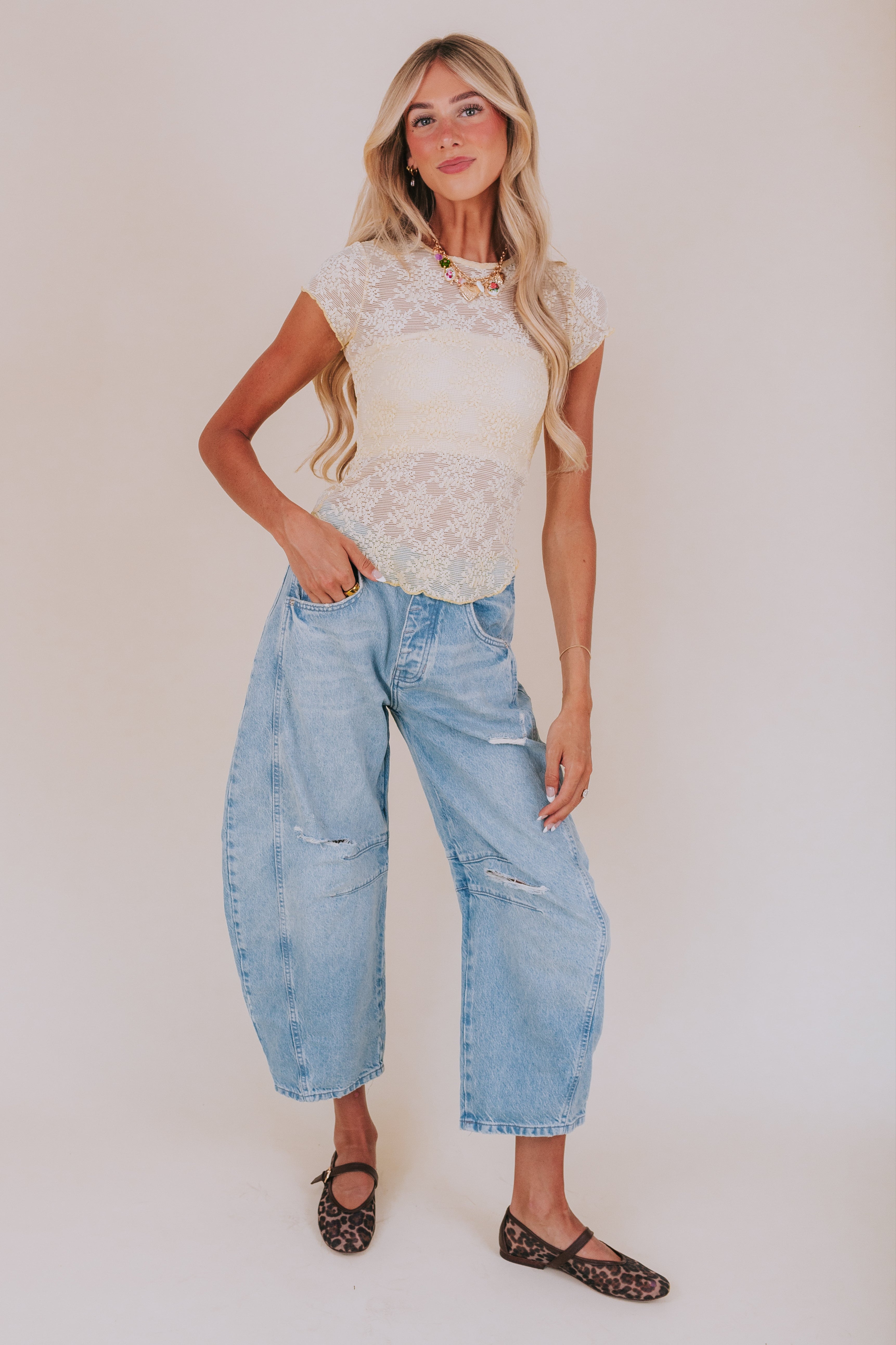 FREE PEOPLE - Ready To Go Lace Tee
