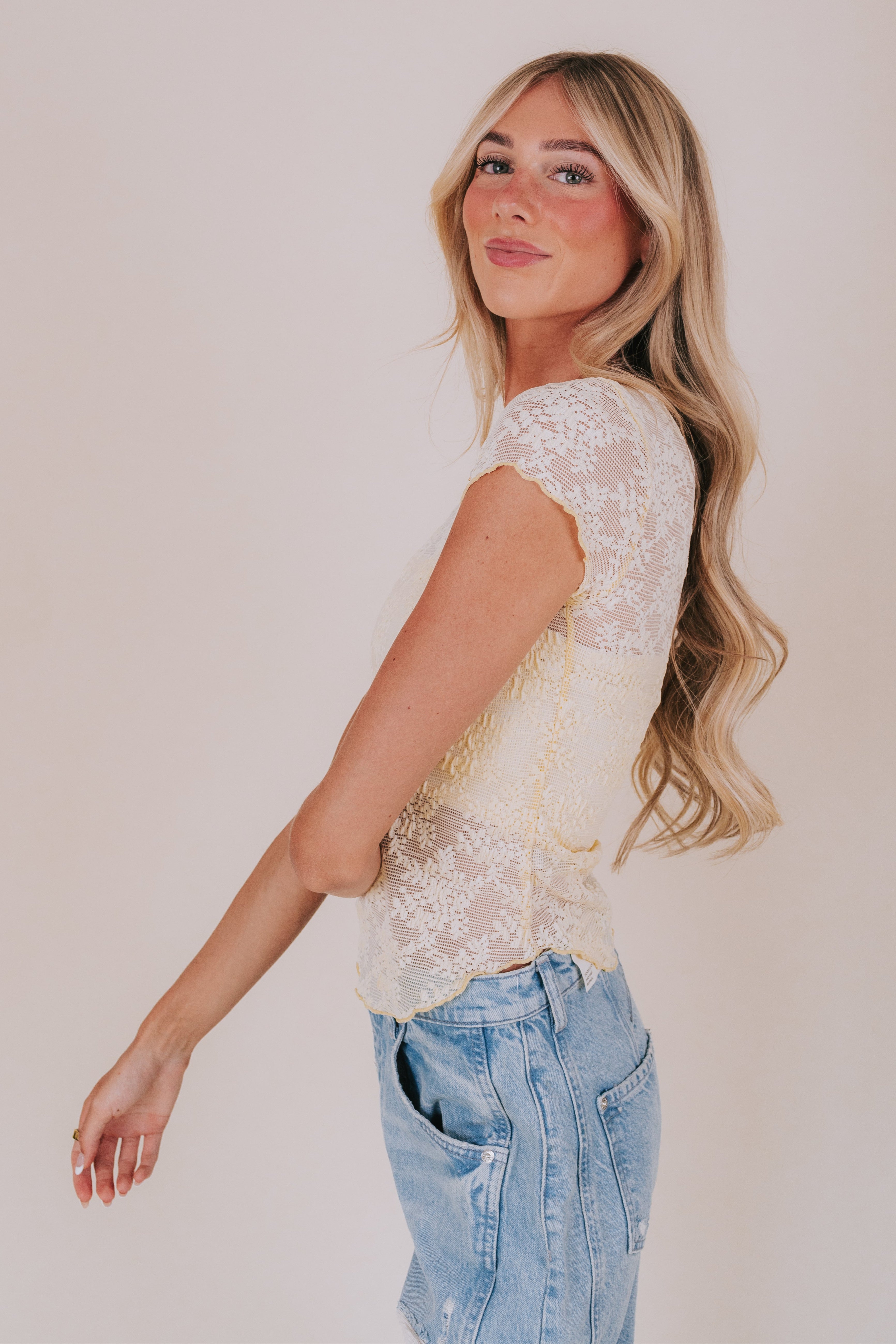 FREE PEOPLE - Ready To Go Lace Tee
