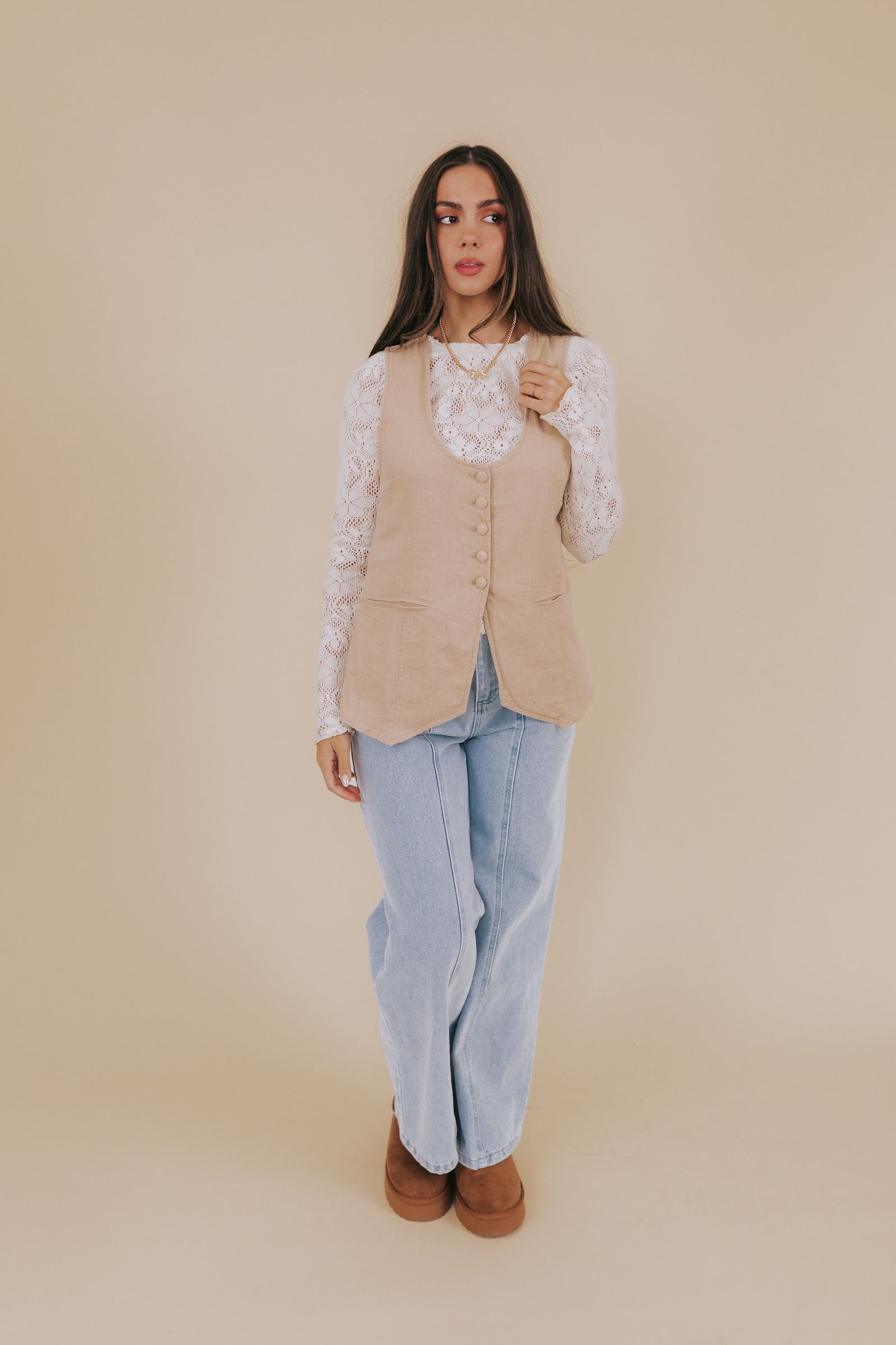 Veste Matelassée Free People Femme – Beige, Taille M – Style Bohème Steampunk