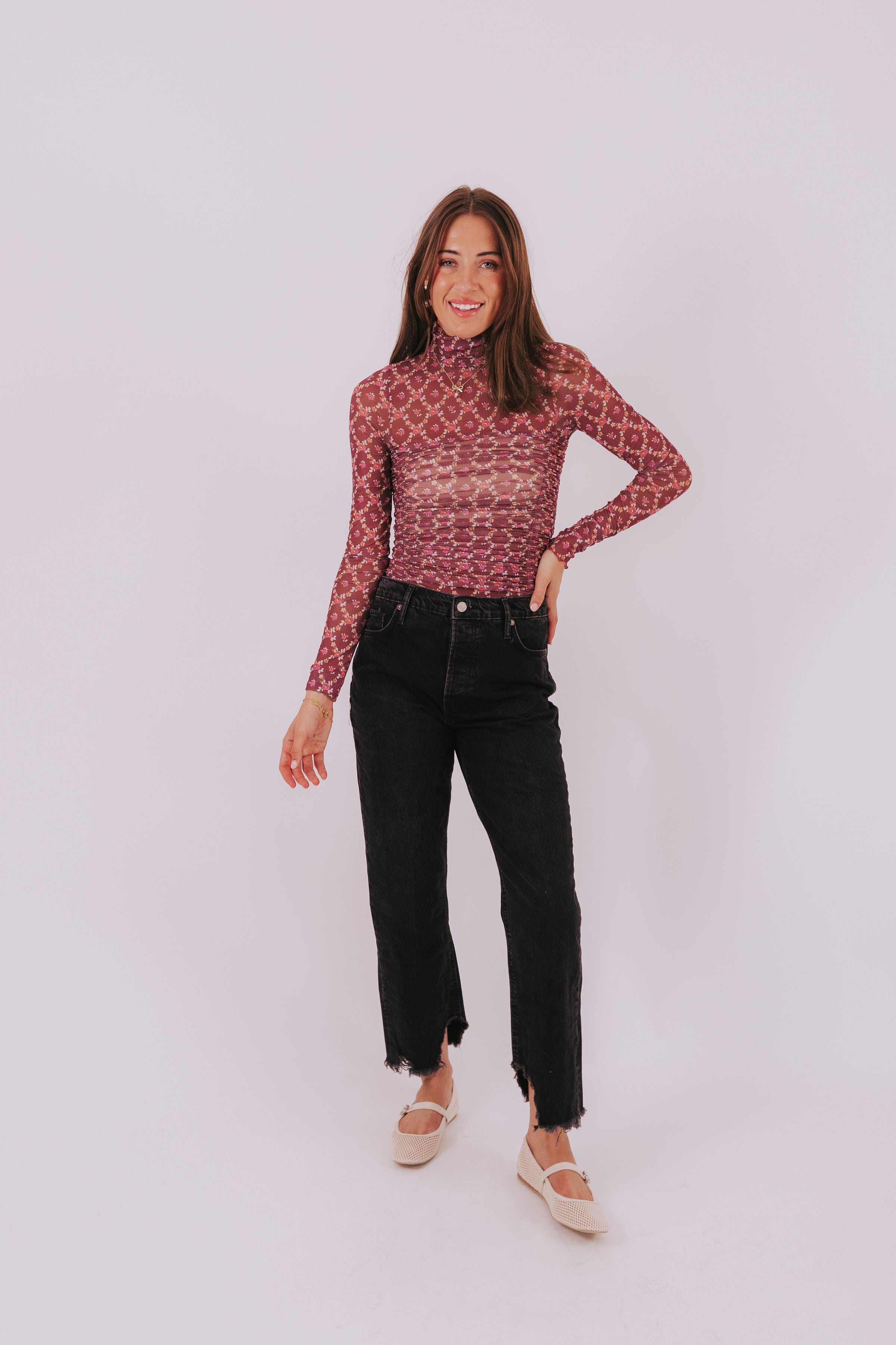 FREE PEOPLE - Under It All Printed Mesh Bodysuit