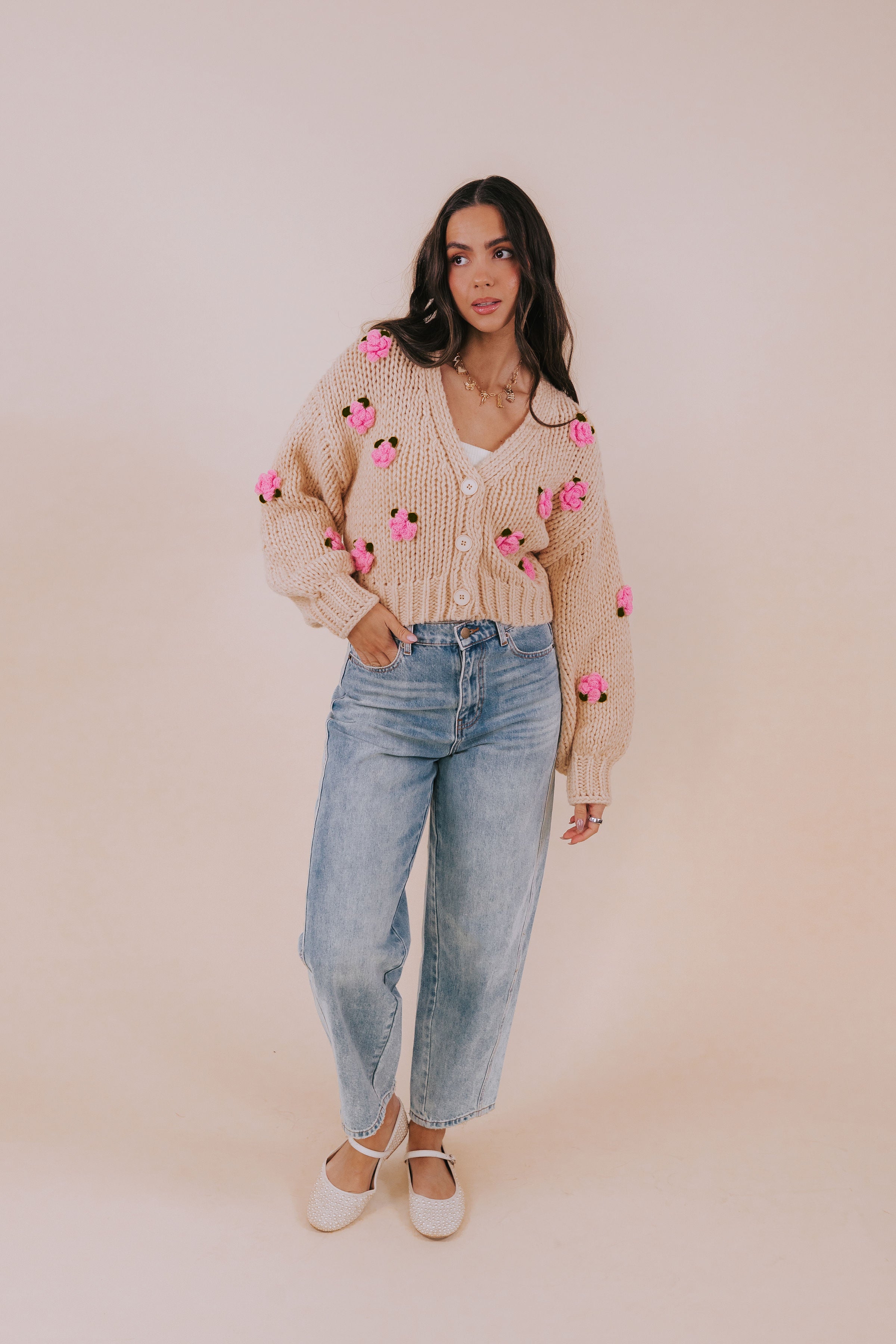 トップス Rose flower motif short sleeve cardigan Rose flower motif short sleeve cardigan | ファッション通販サイト NUGU