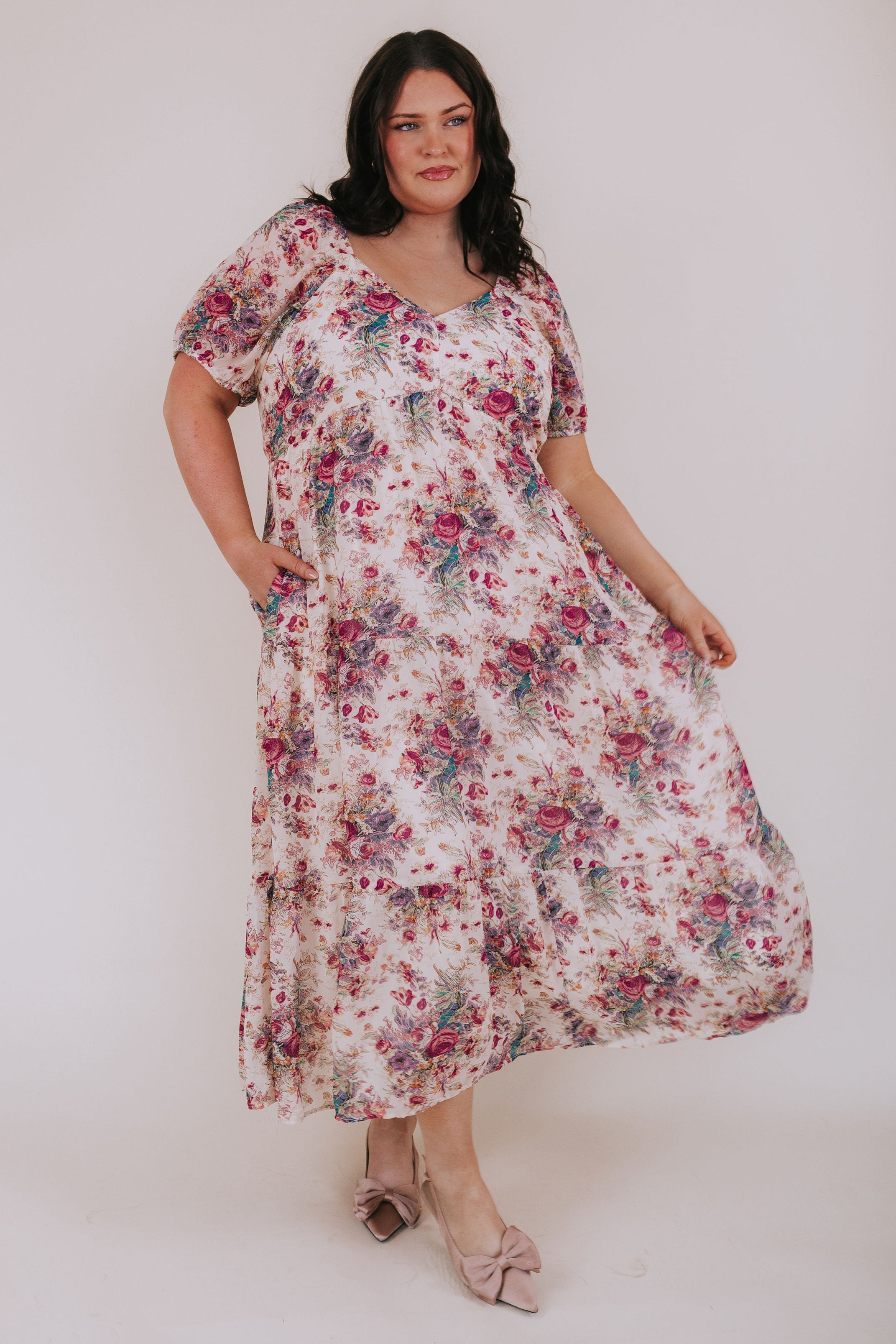 plus size champagne dress BABARONI Open Back Long Satin Gown with V-neck-Champagne Plus Size, Champagne / US18