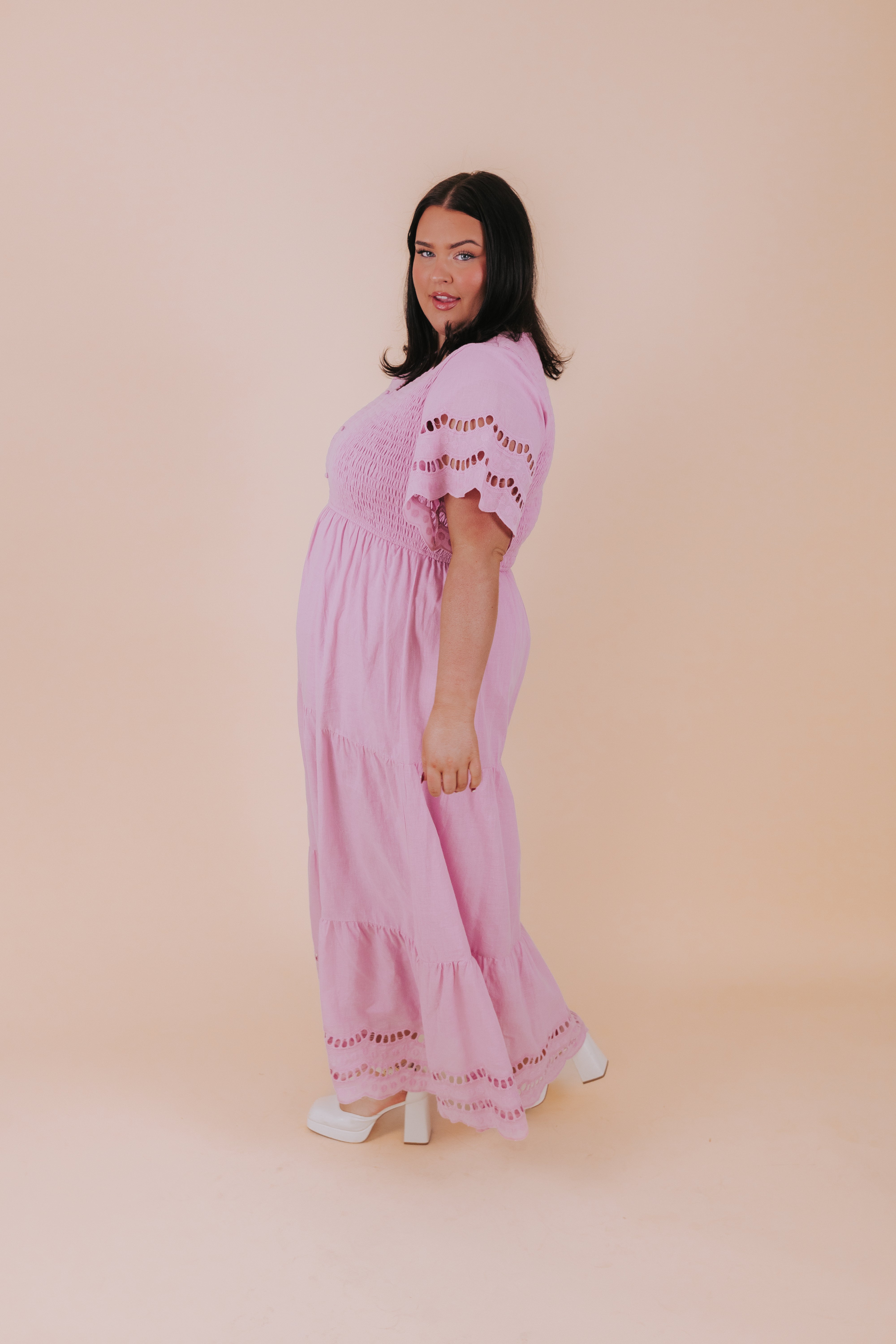 ワンピース Bibiy CAMELLIA RIBBON DRESS Hibiscus Pink Bow One-shoulder Floral Jacquard Maxi