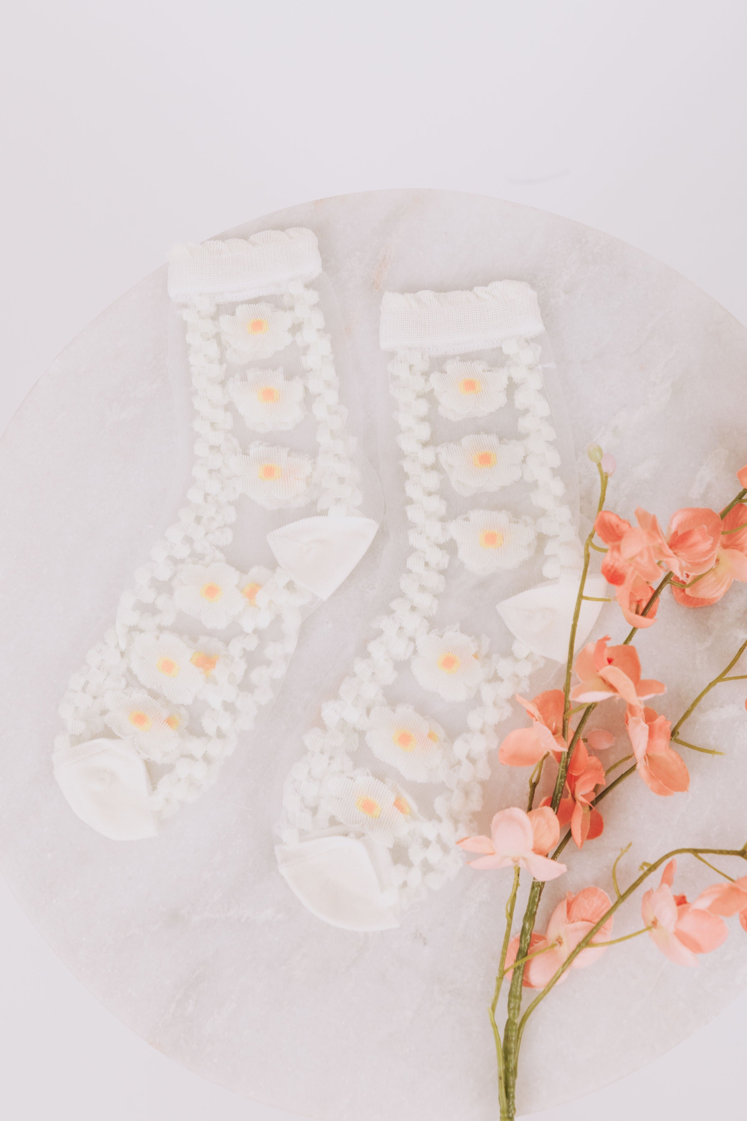 Fairy Garden Socks - 5 Patterns! Orange Flowers