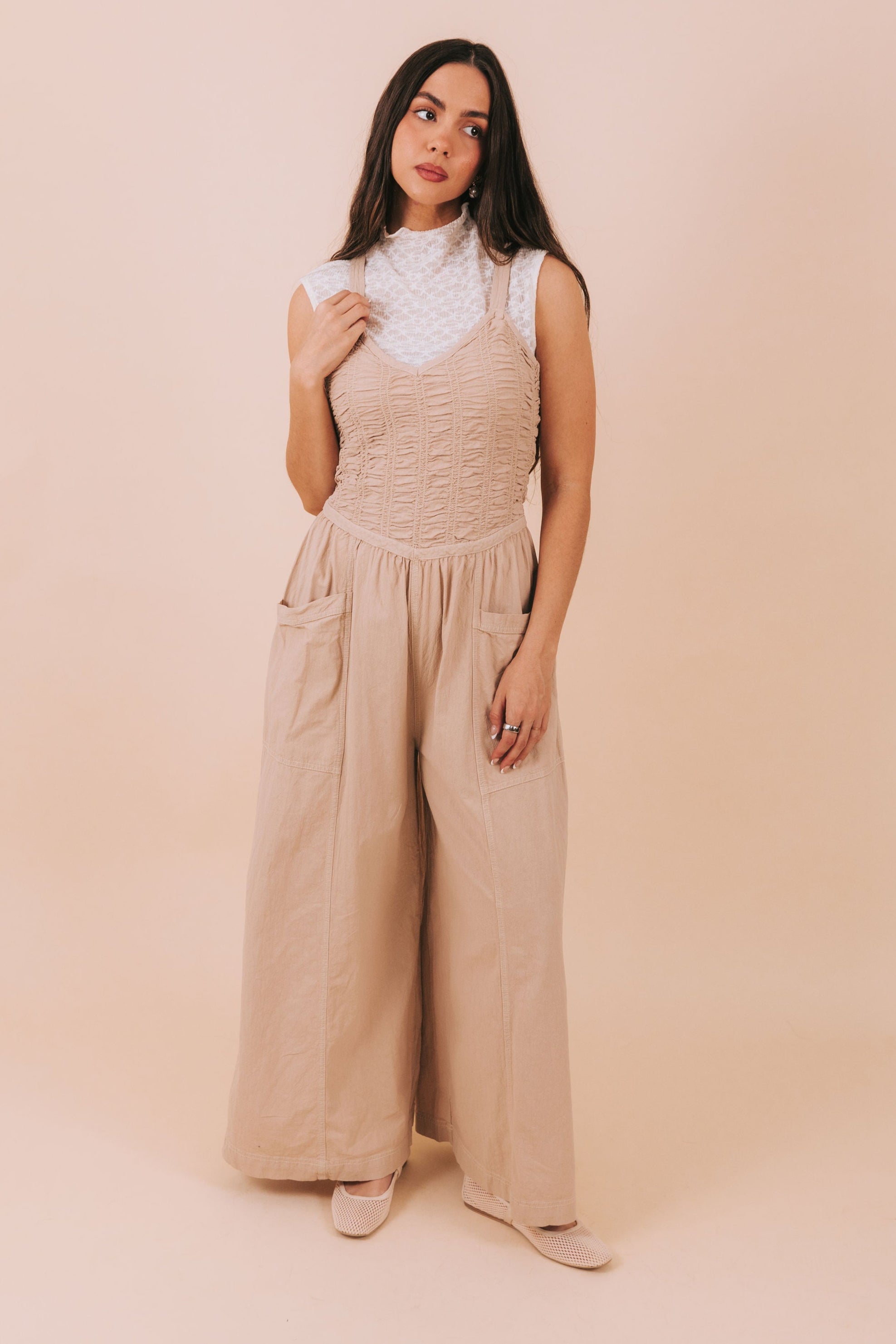 FREE PEOPLE - Forever And Always Ruched One-Piece Jumpsuit